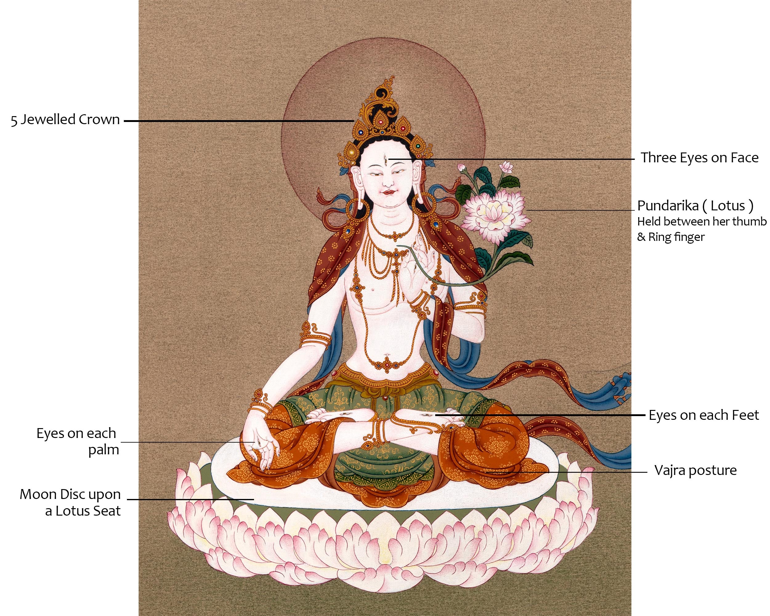 White Tara Thangka | Himalayan Buddhist Art | Female Bodhisattva