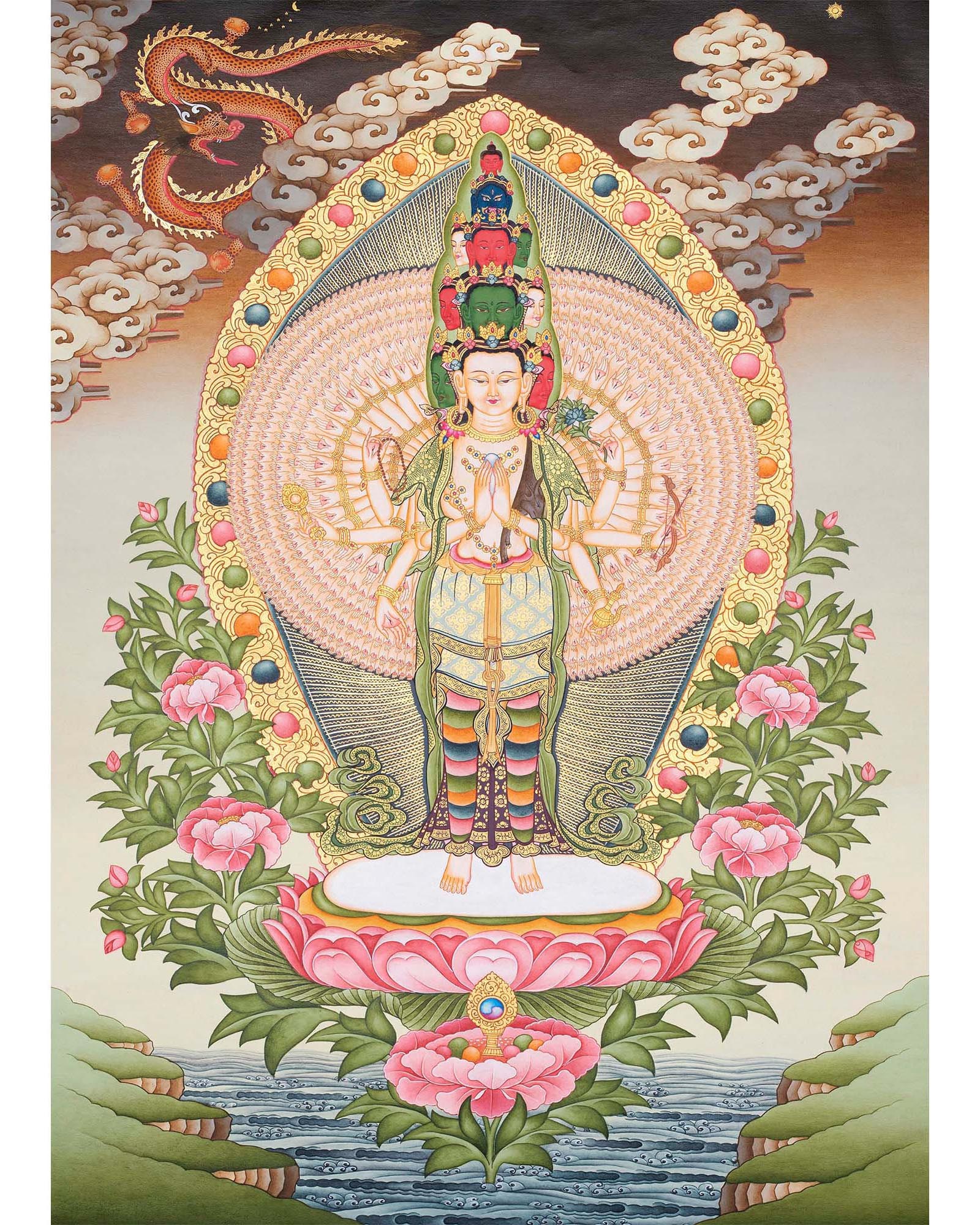 1,000 Armed Chenresig | Tibetan Hand Painting
