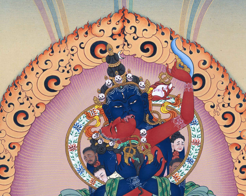 Tibetan Heruka Chakrasamvara Thangka Print | Vajrayana Deity Canvas Art For Ceremonies
