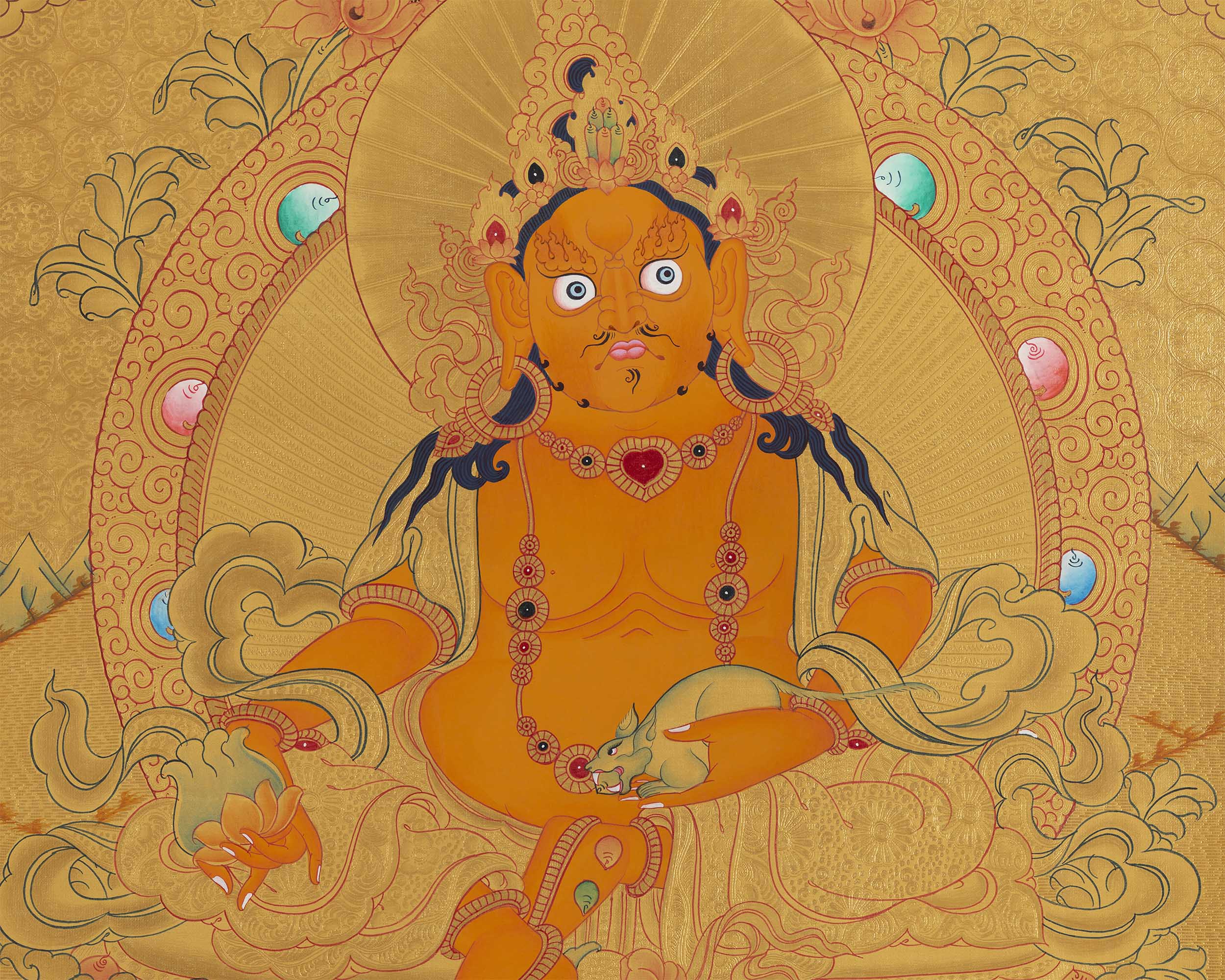 Dzambala Thangka Painting | Traditional Himalayan Art