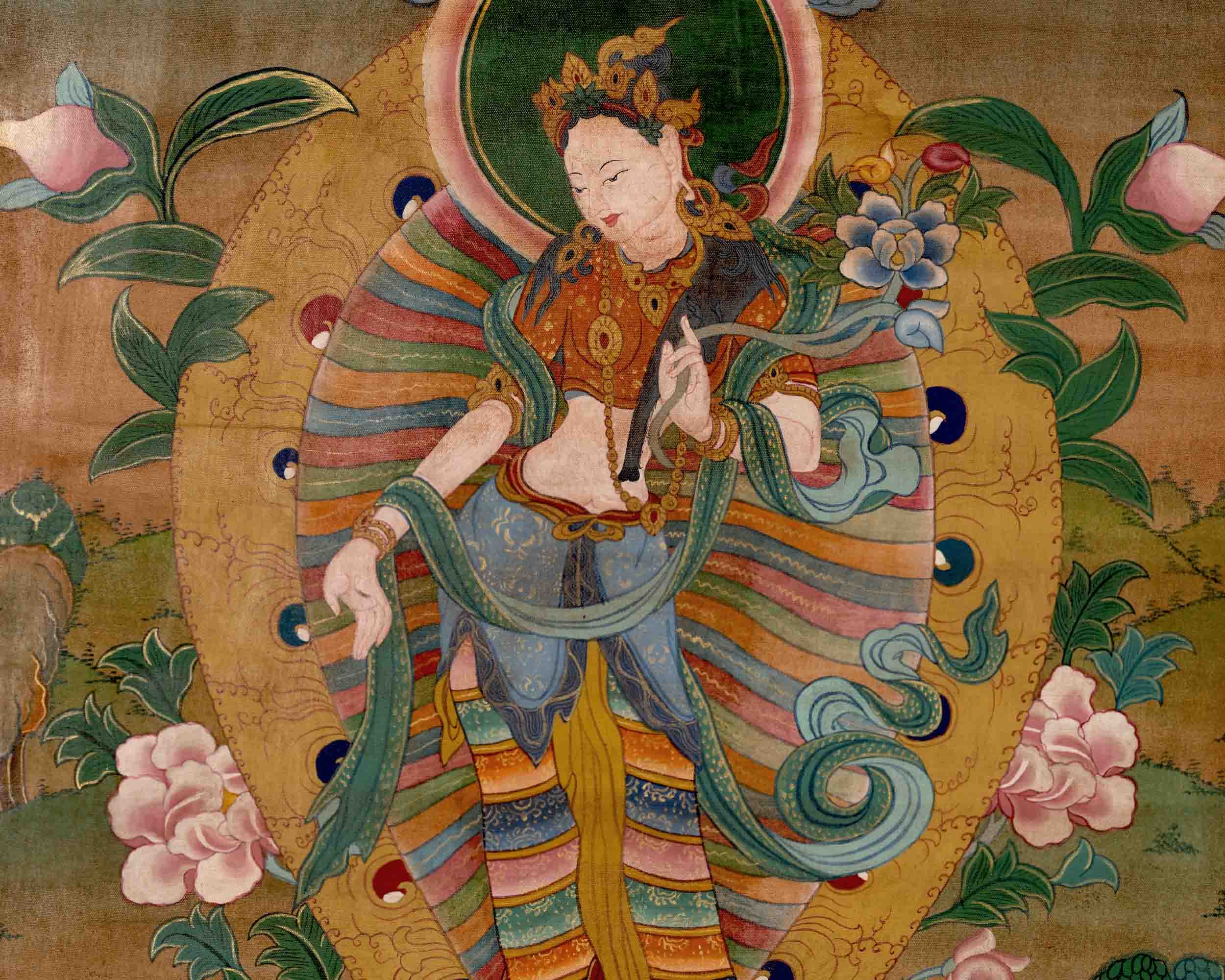 Vintage Padmapani Lokeshvara Art | Tibetan Traditional Thangka | Wall Decors