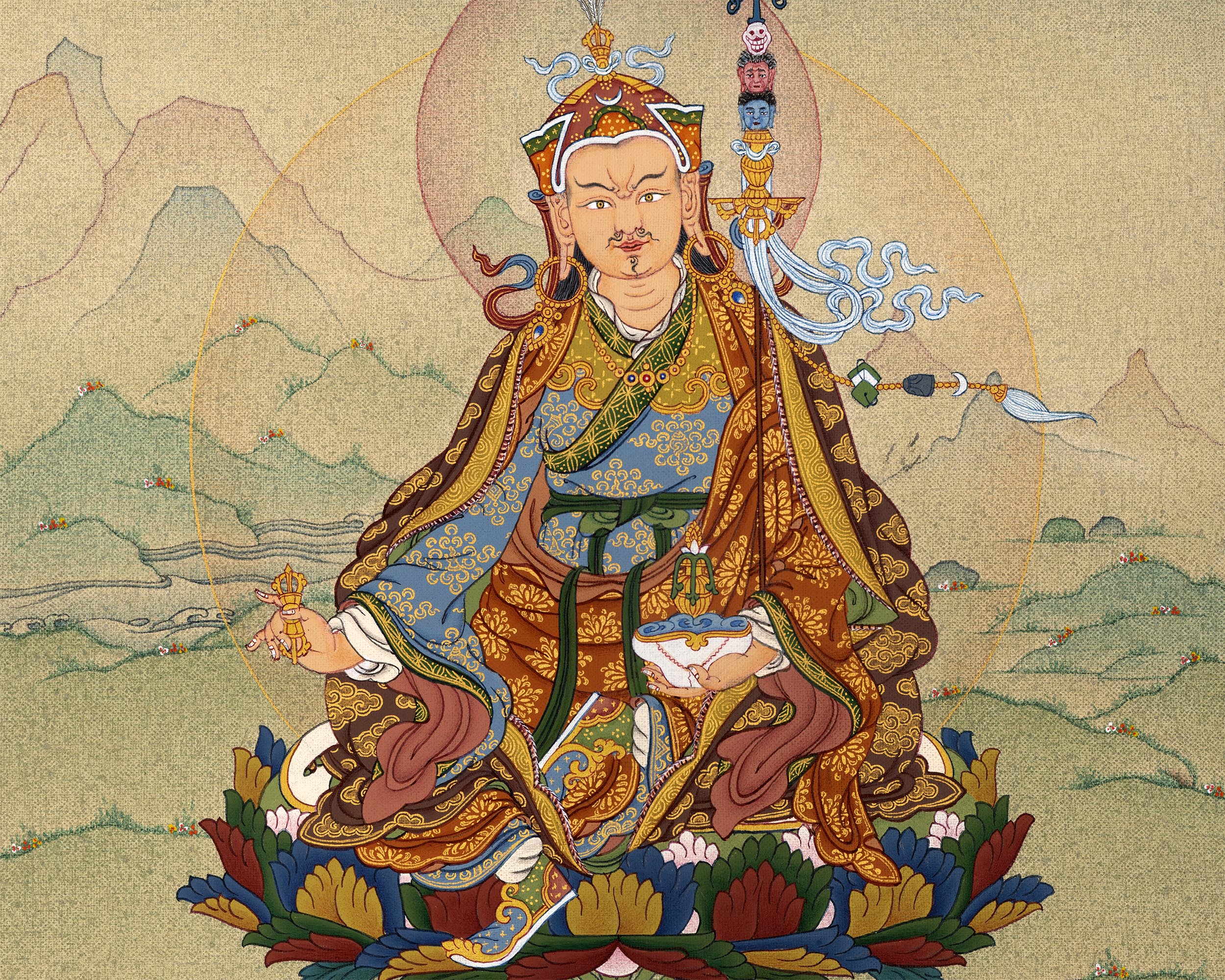 Guru Rinpoche | Padmasambhava Thangka | Hand Painted Tibetan Painting