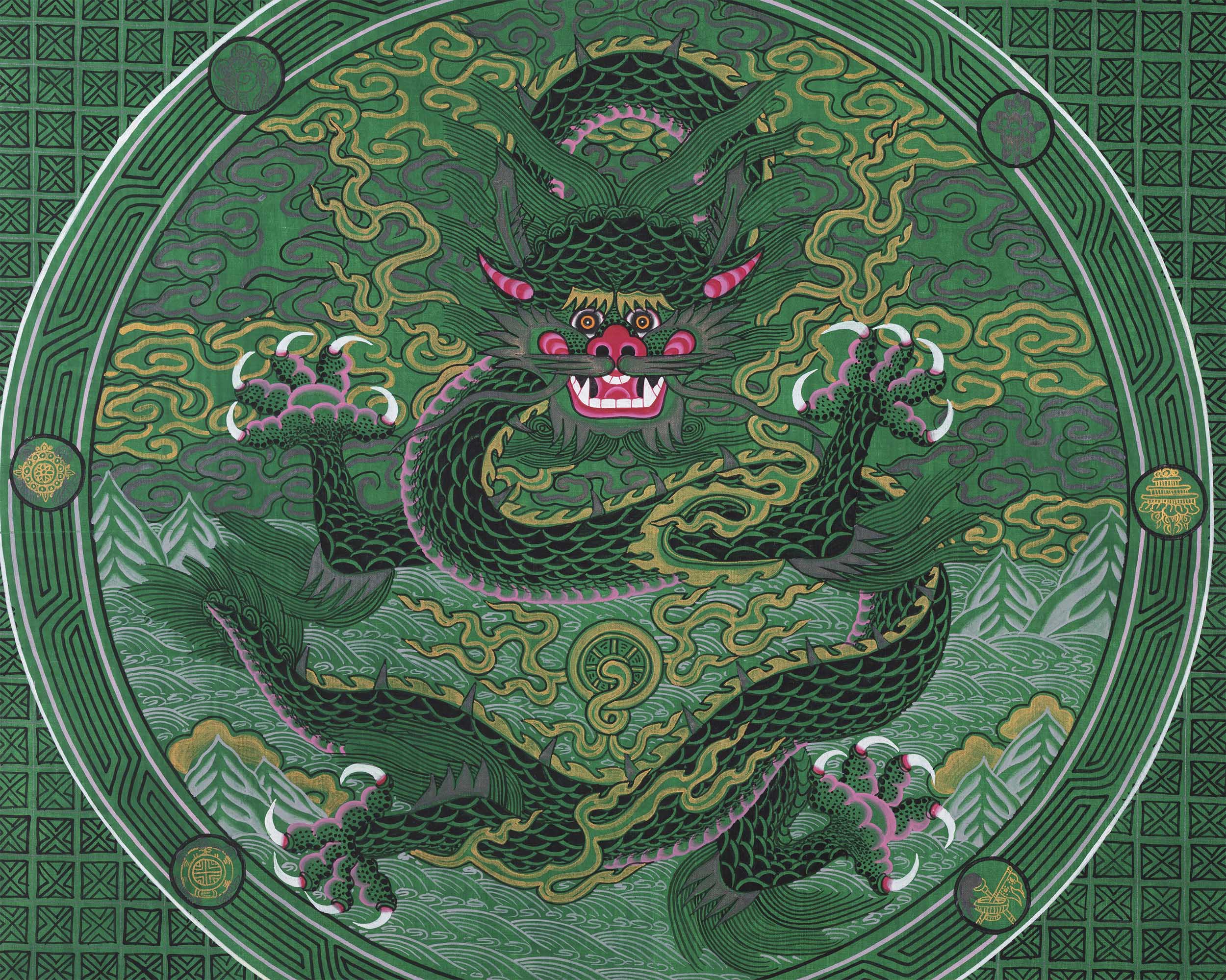 Dragon Thangka | Traditional Tibetan Painting | Wall Hanging Decoration