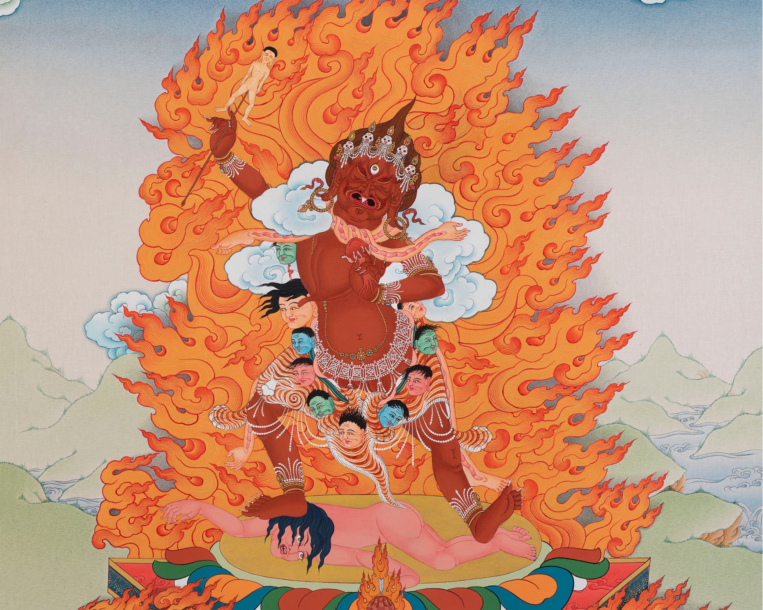Digital Print On Cotton Canvas For Ekajati Mantra Practice | With Dorje Legpa & Rahula Thangka Print