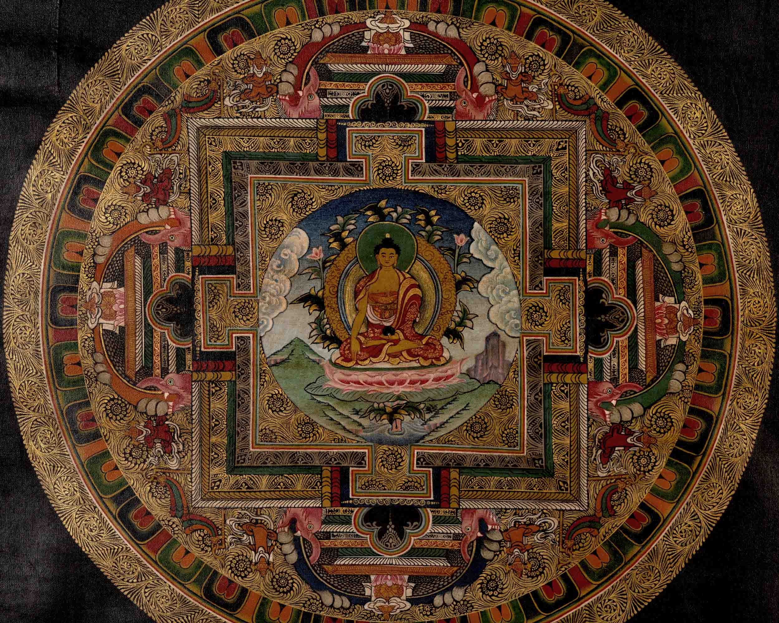 Shakyamuni Buddha Mandala | Tibetan Thangka | Wall Decors