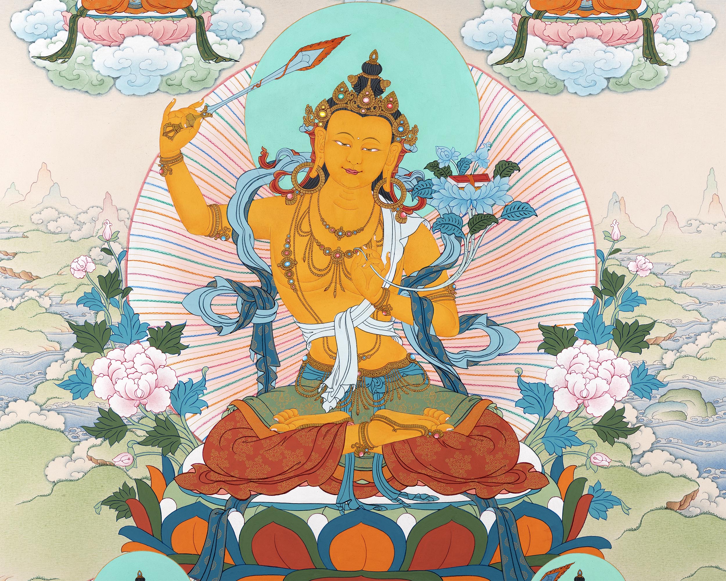 5 Manjushree Thangka | Hand Painted Tibetan Art | Manjushri Painting