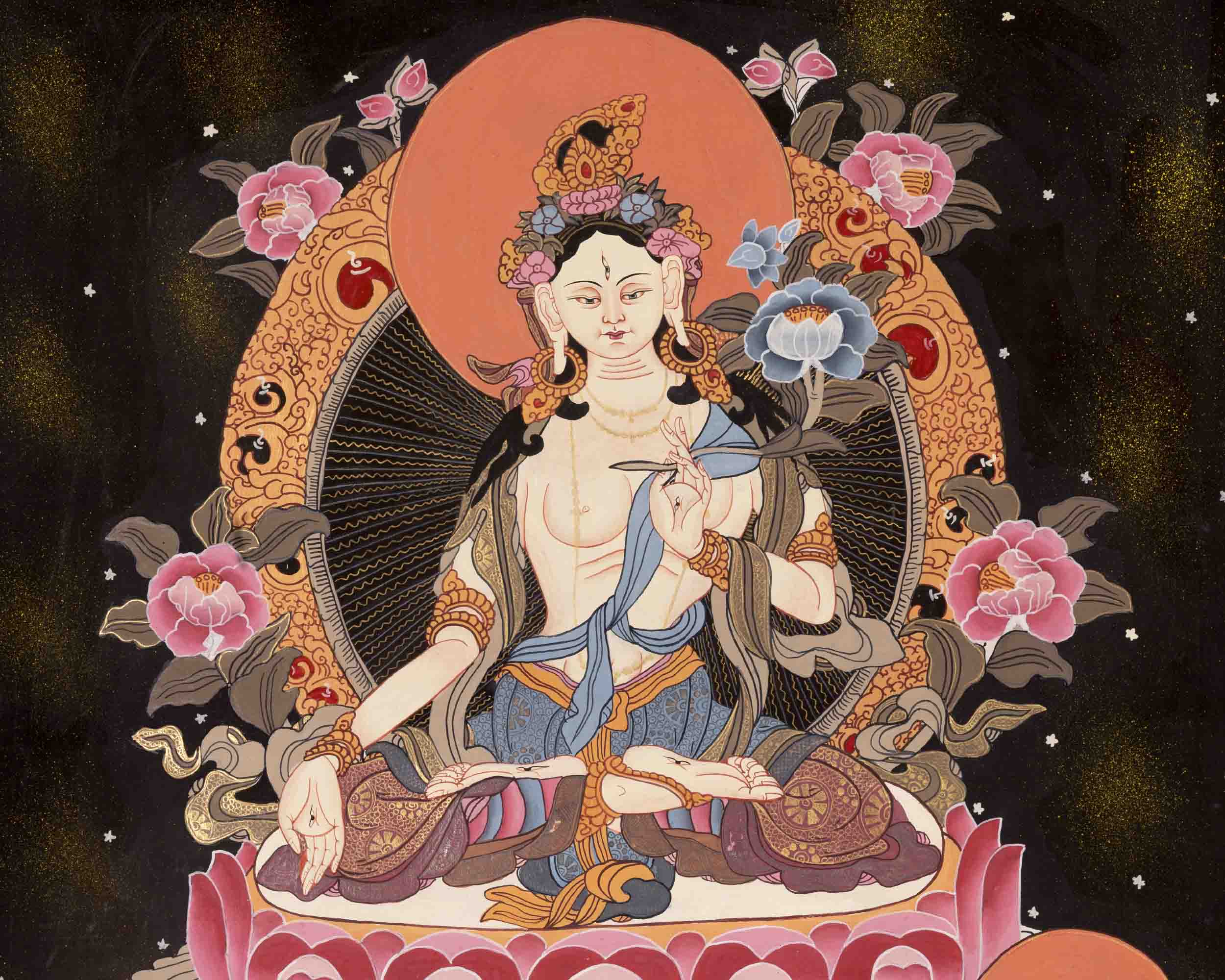 White Tara Thangka | Traditional Tibetan Art | Wall Decors