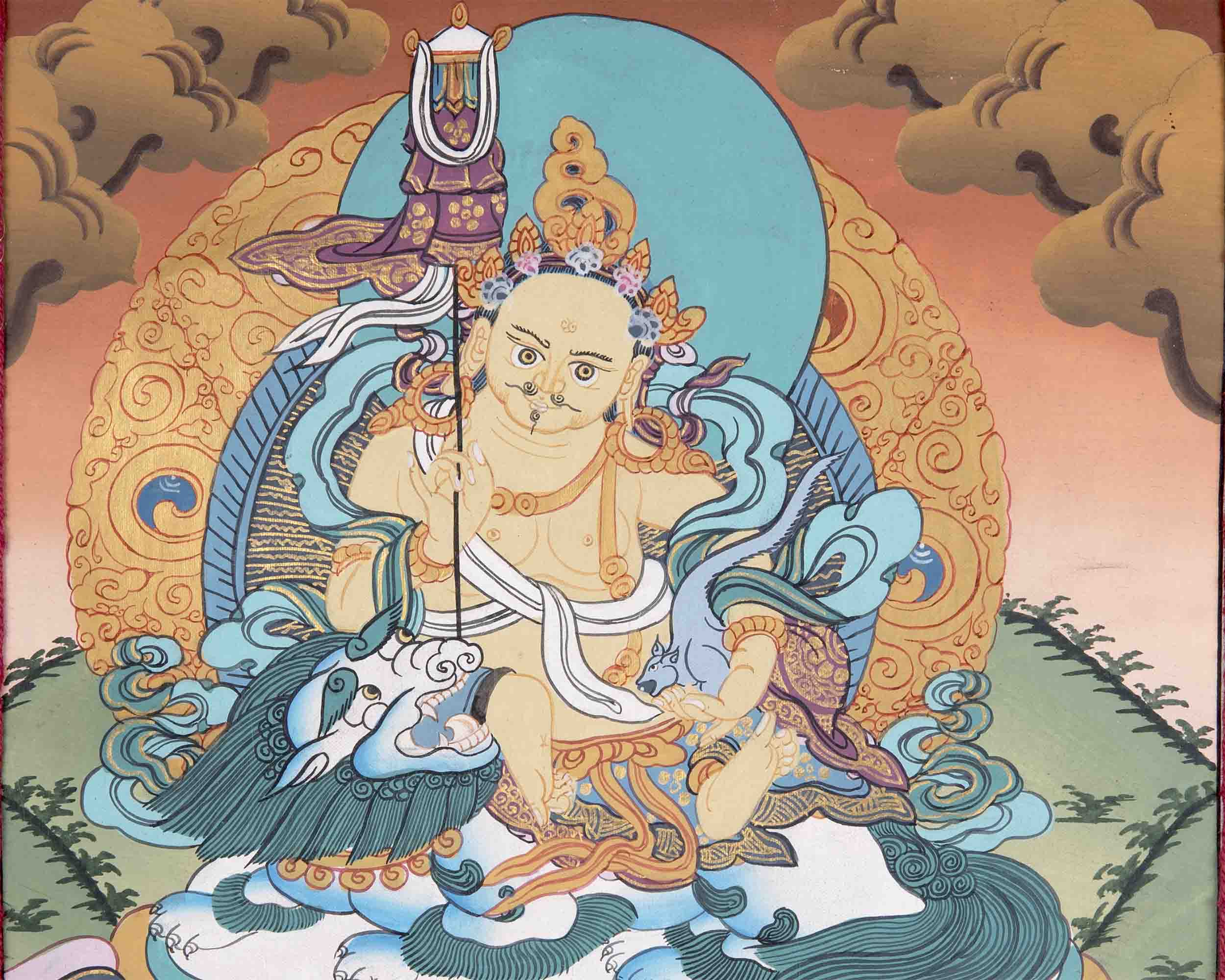 Namtose Thangka Painting With Brocade | Tibetan Buddhism Art