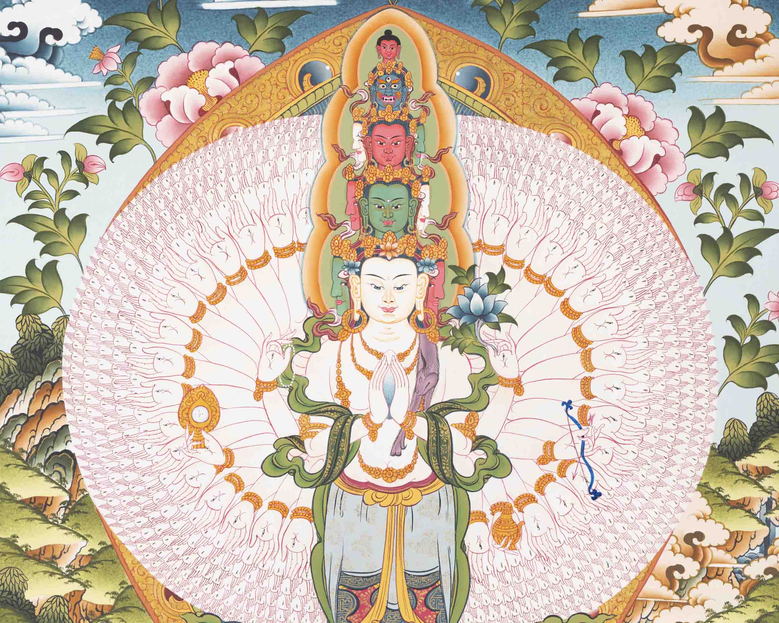 1000 Armed Avalokiteshvara | Traditional Thangka | Wall Decors