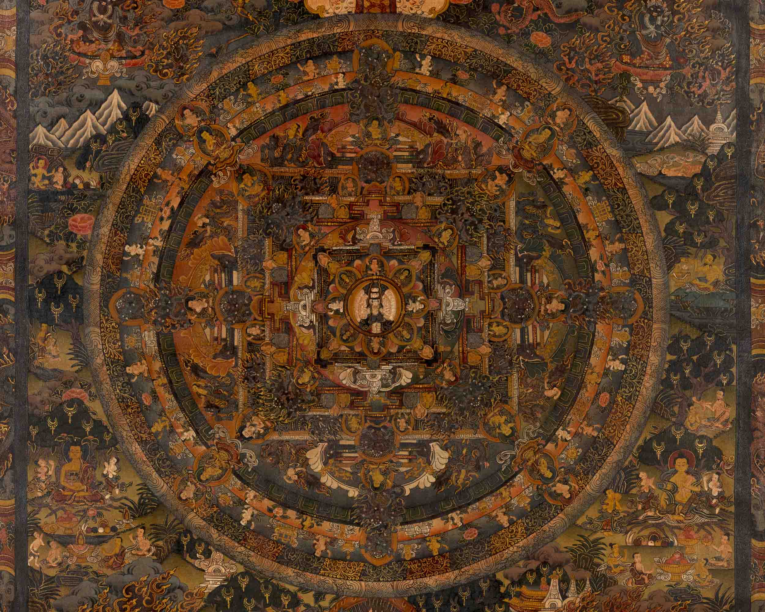 Lokeshvara Chenrezig Mandala | Traditional Buddhist Thangka | Wall Decors