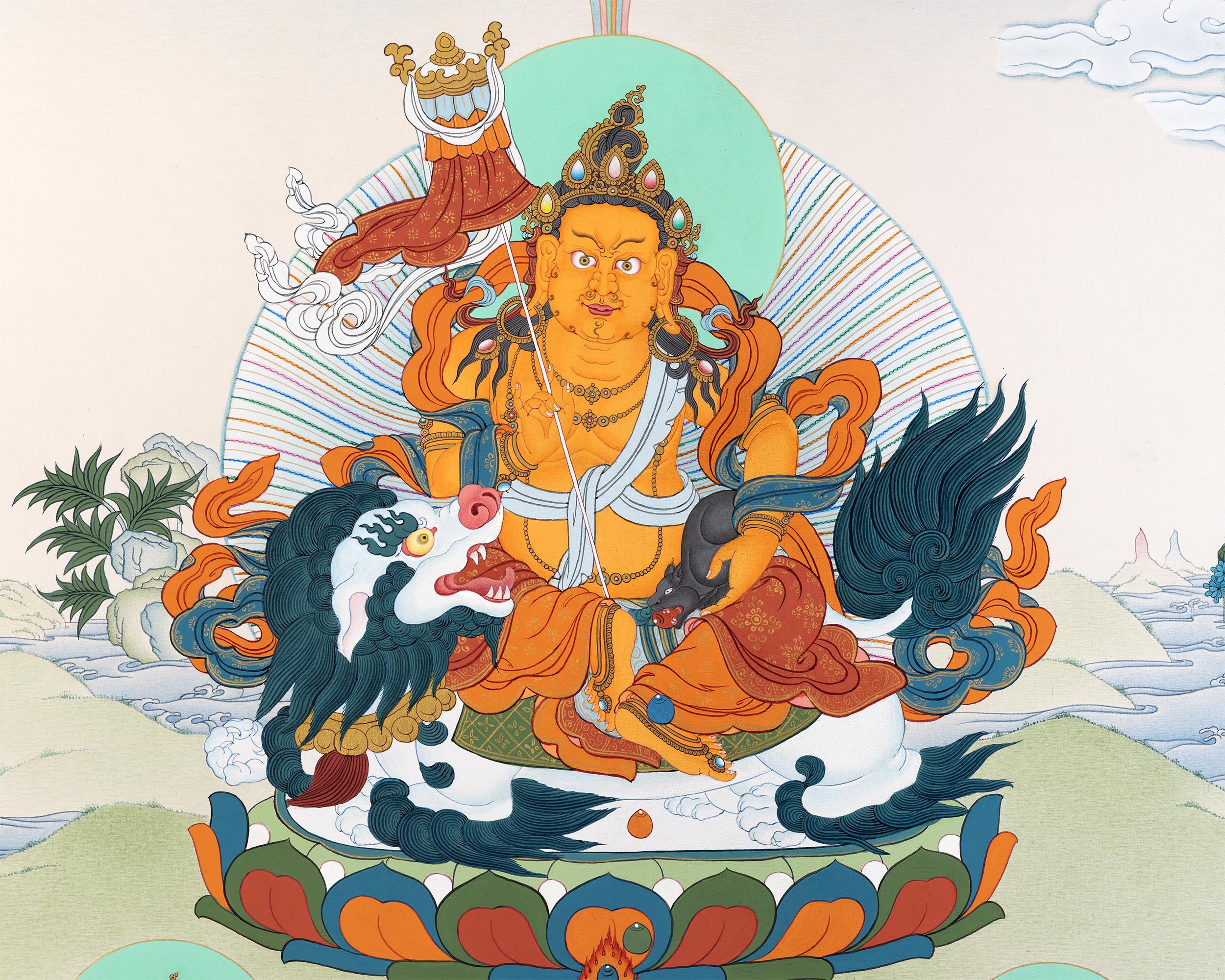 Namtoshe Thangka | Jambala Vasundhara | Tibetan Buddhist Wealth Deities