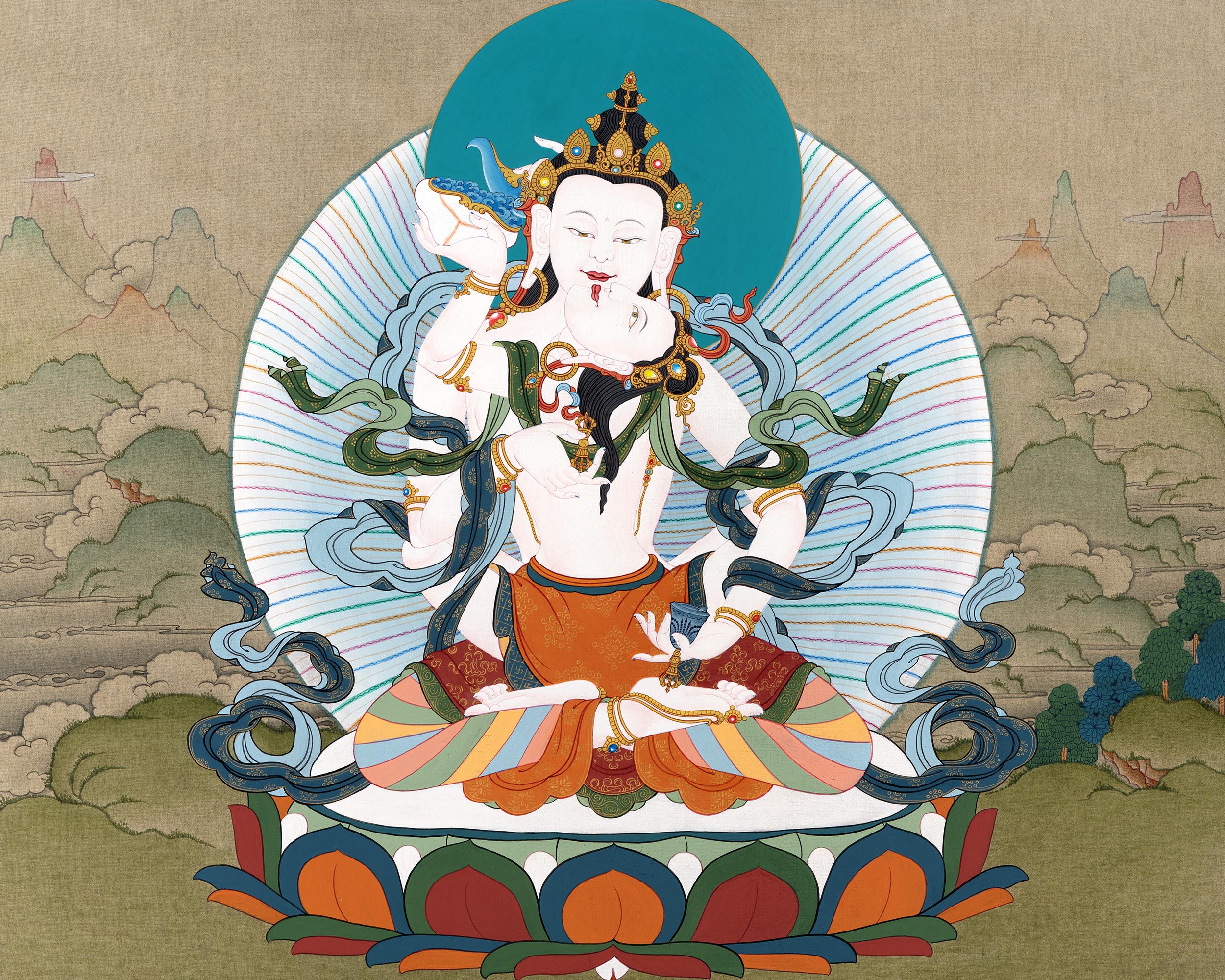 Vajrasattva Consort Thangka | Dorje Sempa Yab Yum | Tibetan Buddhist Art