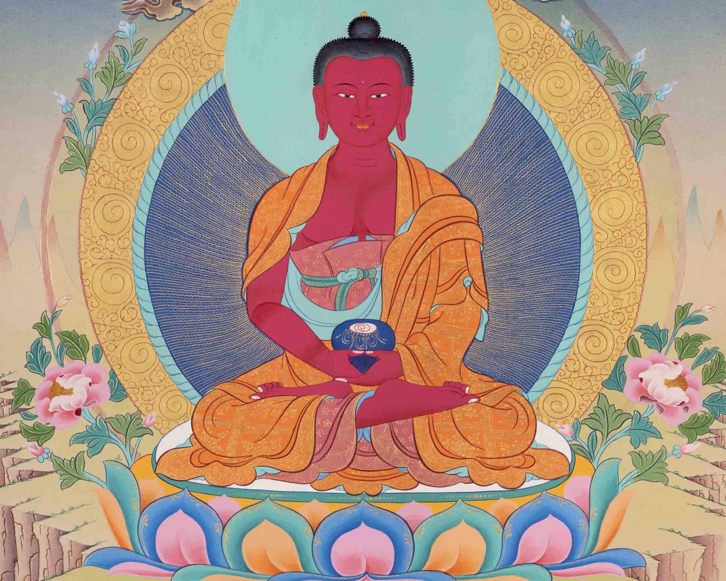 Religious Amitabha Buddha Thangka | Buddhist Art