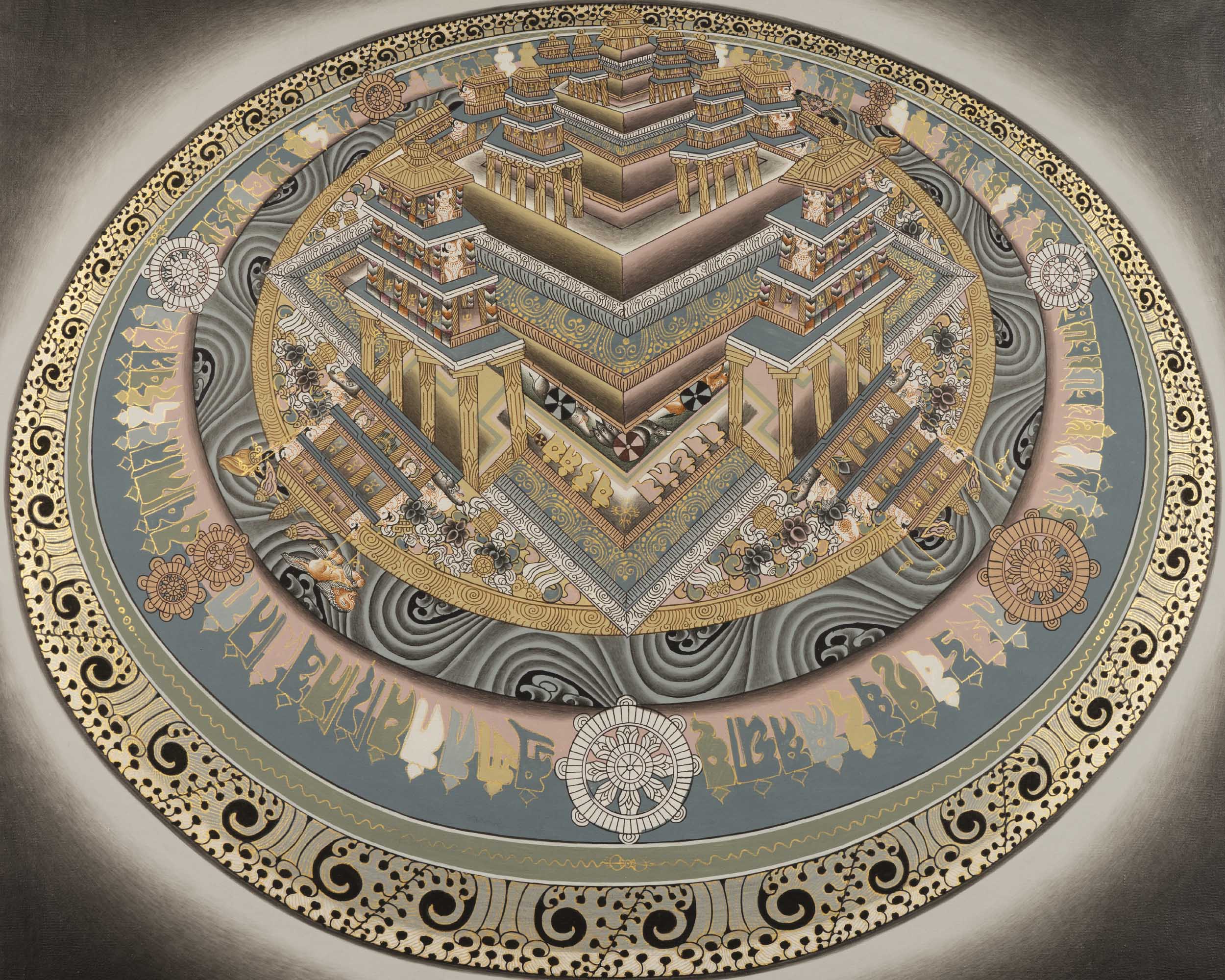 Kalachakra Palace Mandala | Handpainted 3D Art | Wall Hanging Decoration