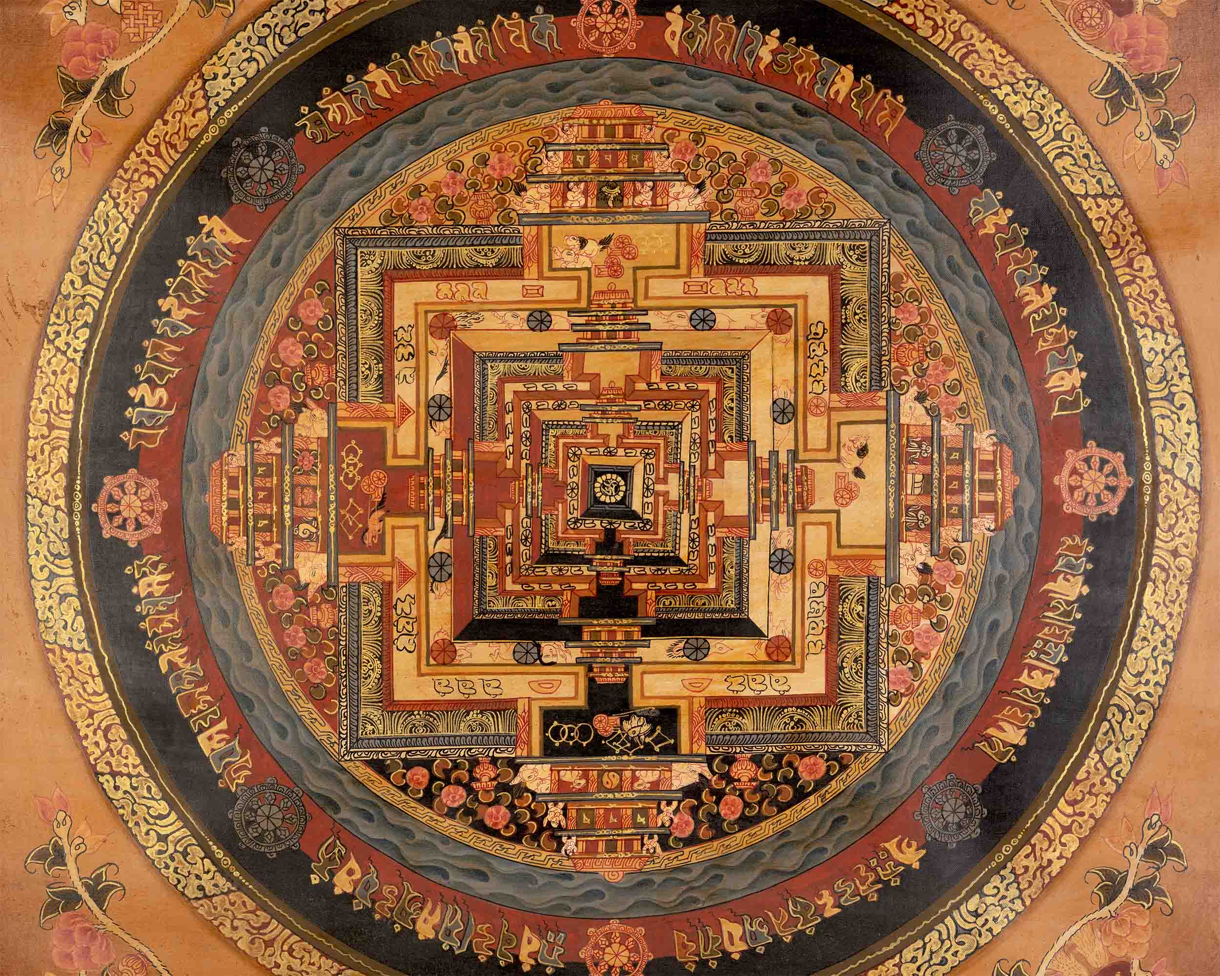 Kalachakra Mandala Tibetan Thangka Painting | Spiritual Home Decoration Art