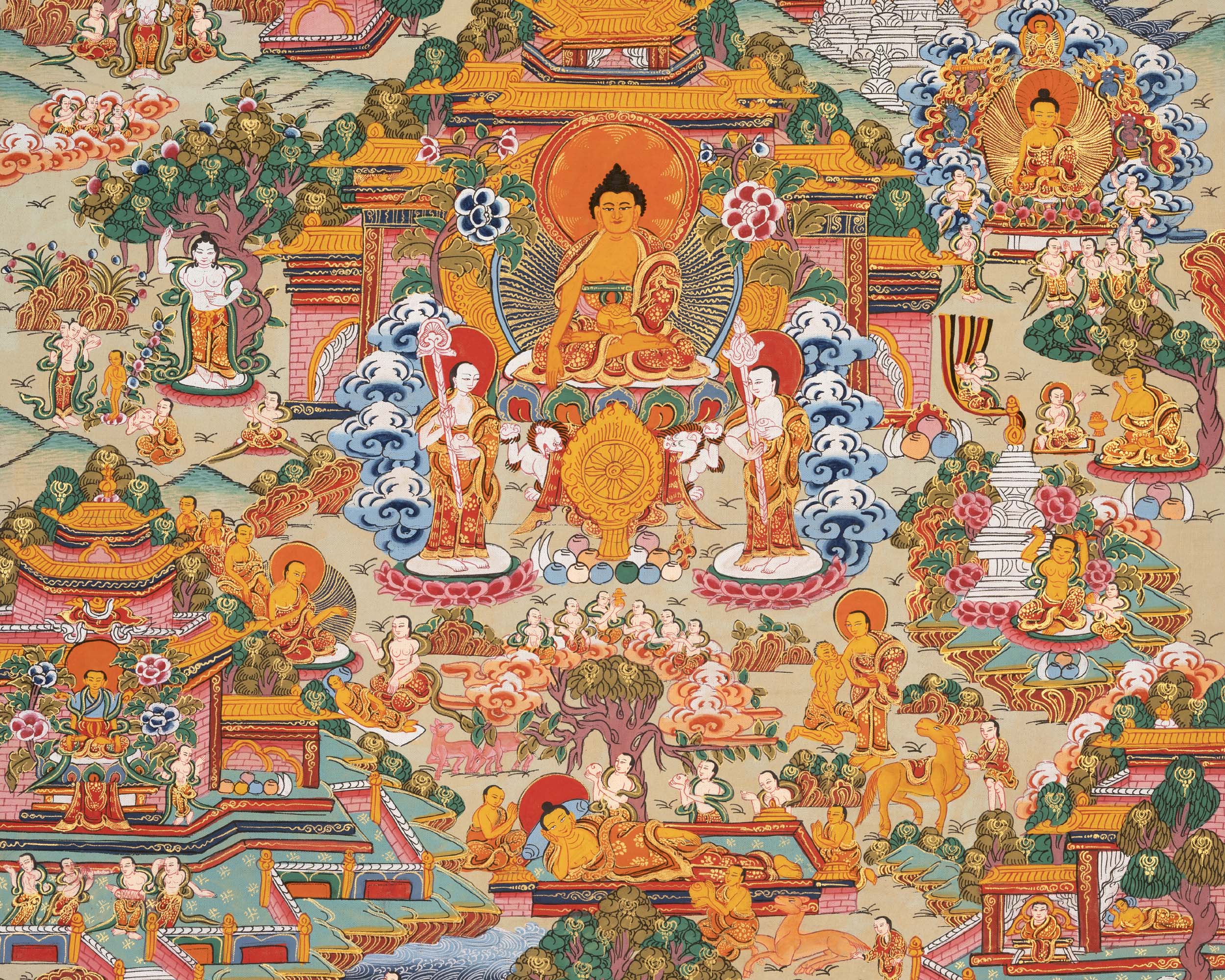 Vintage Buddha Life Story | Wall Decoration Painting