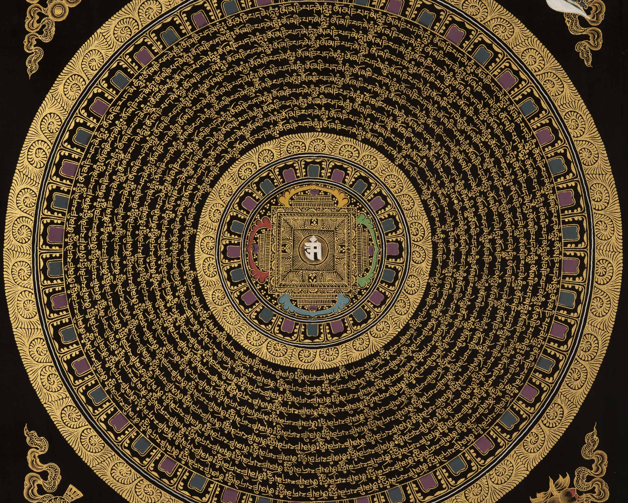 Om Mandala Thangka | Traditional Buddhist Artwork | Wall Decoration