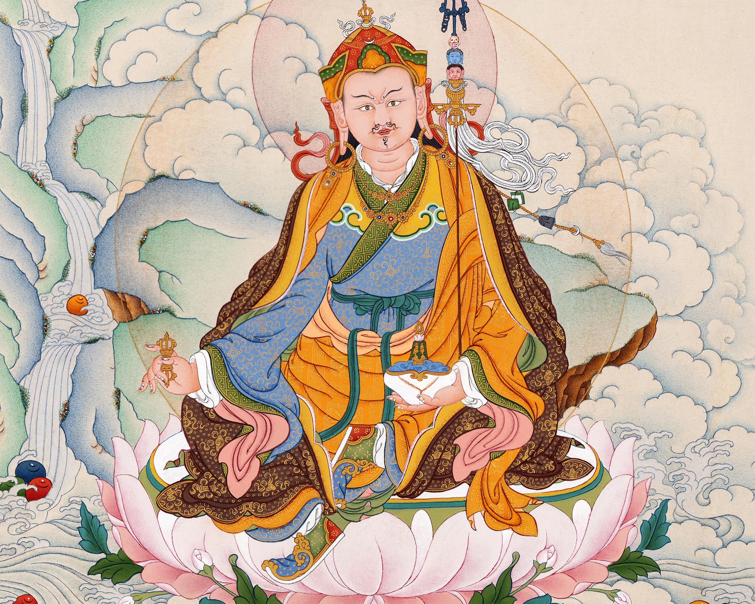 Traditional Karma Gadri Thangka Of Guru Rinpoche | Padmasambhava