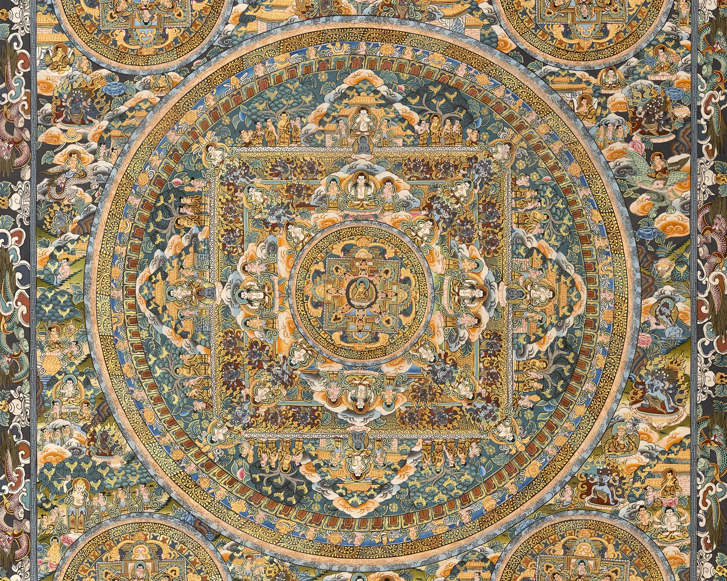 Mandala Buddha Thangka | Vintage Original Hand-Painted Thangka