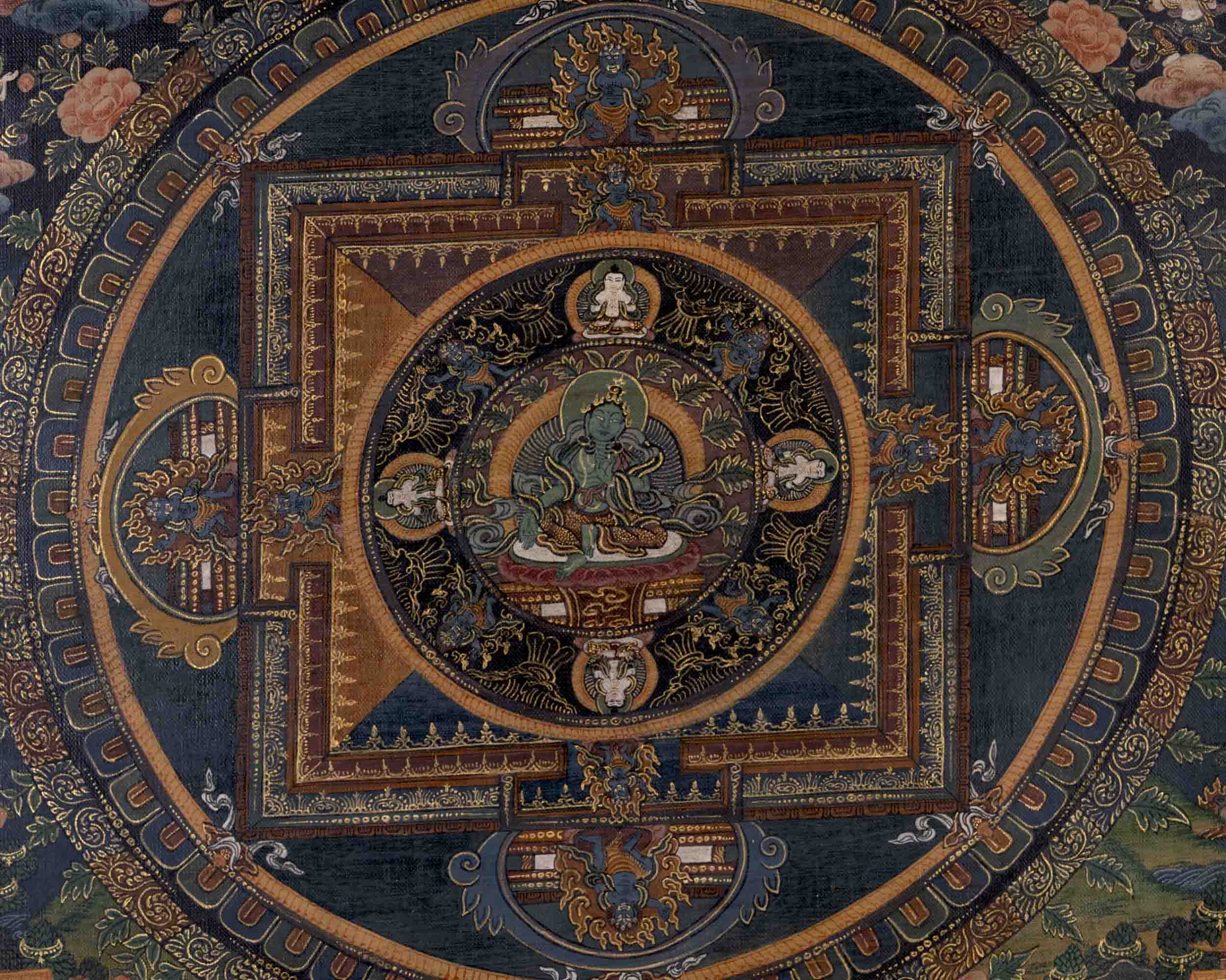 Green Tara Mandala Thangka | Traditional Tibetan Painting | Wall Decors