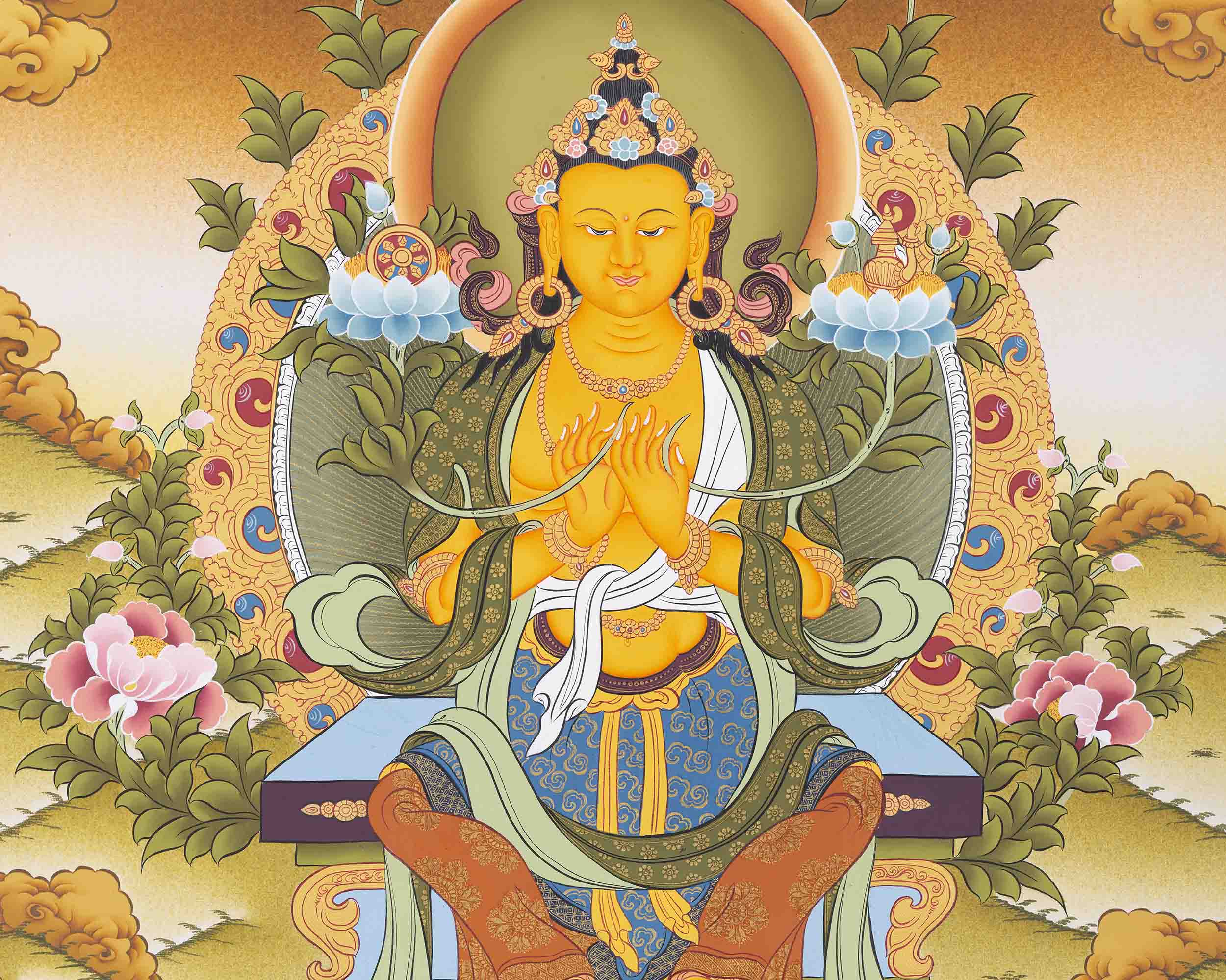 Maitreya Buddha Thangka | Religious Buddhist Art | Wall Decors