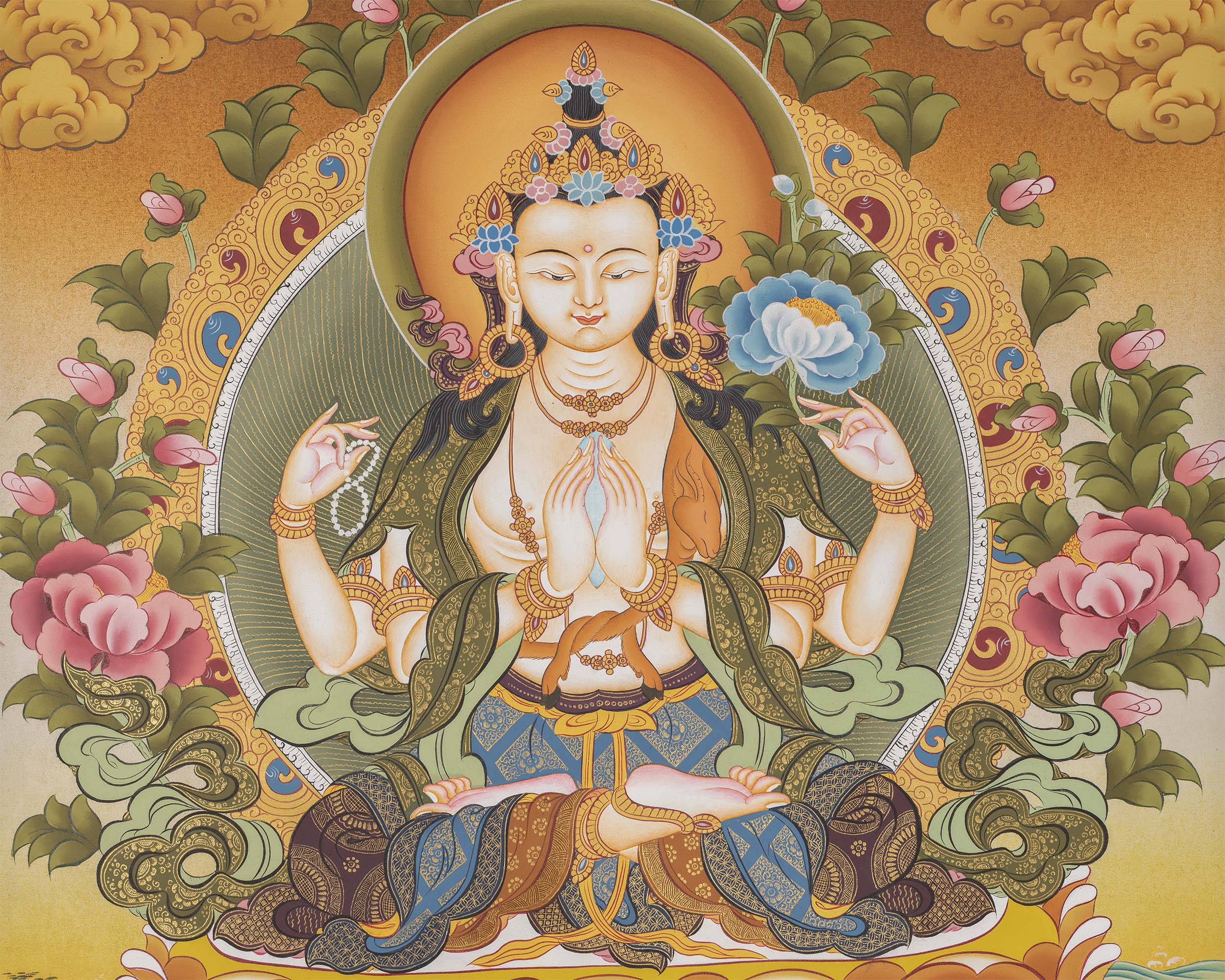 Bodhisattva Avalokiteshvara Tapestry | Chengrezig Thangka