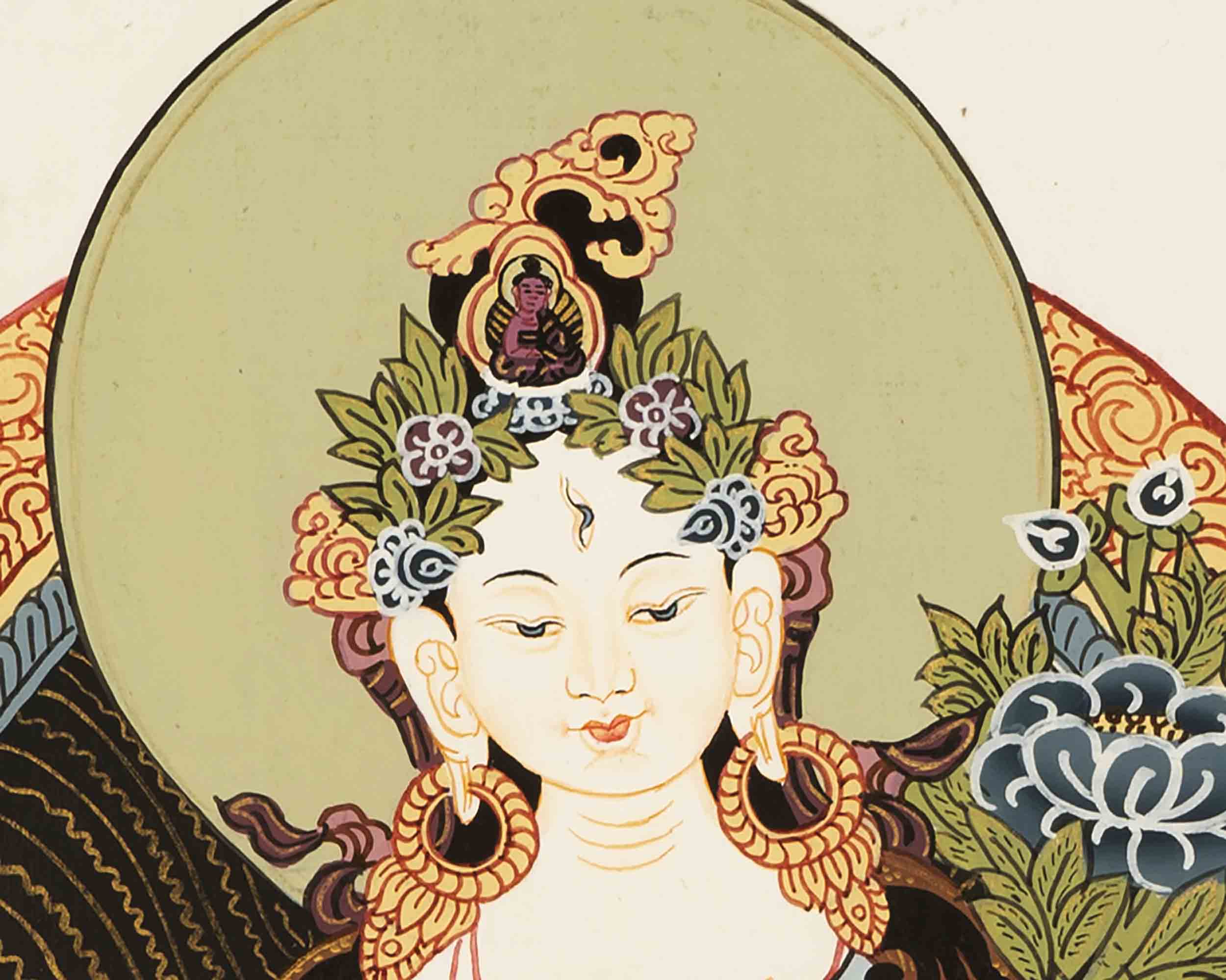 Goddess White Tara | Traditional Thangka Art | Wall Hanging Decoration