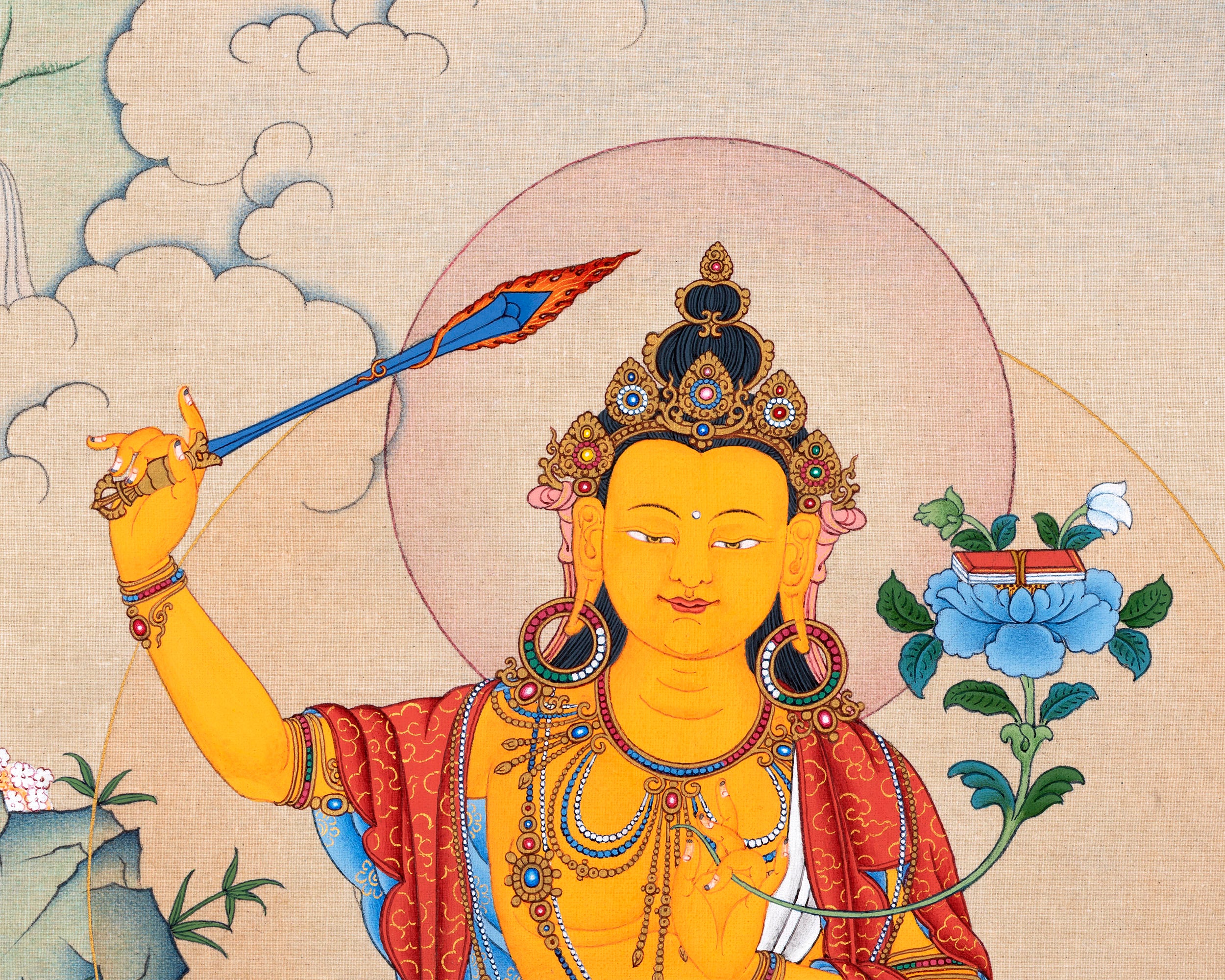 Manjushri, Manjushree Thangka, Tibetan Thangka Painting
