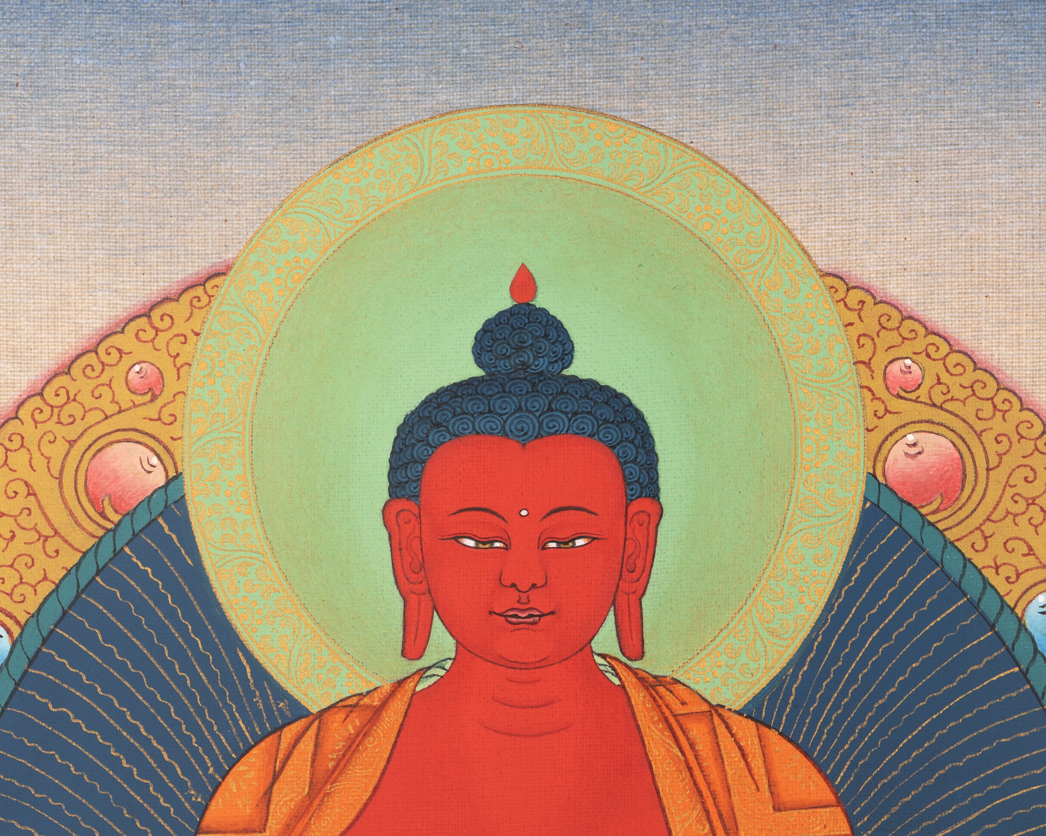 24K Gold Amitabha Thangka with Free Brocade