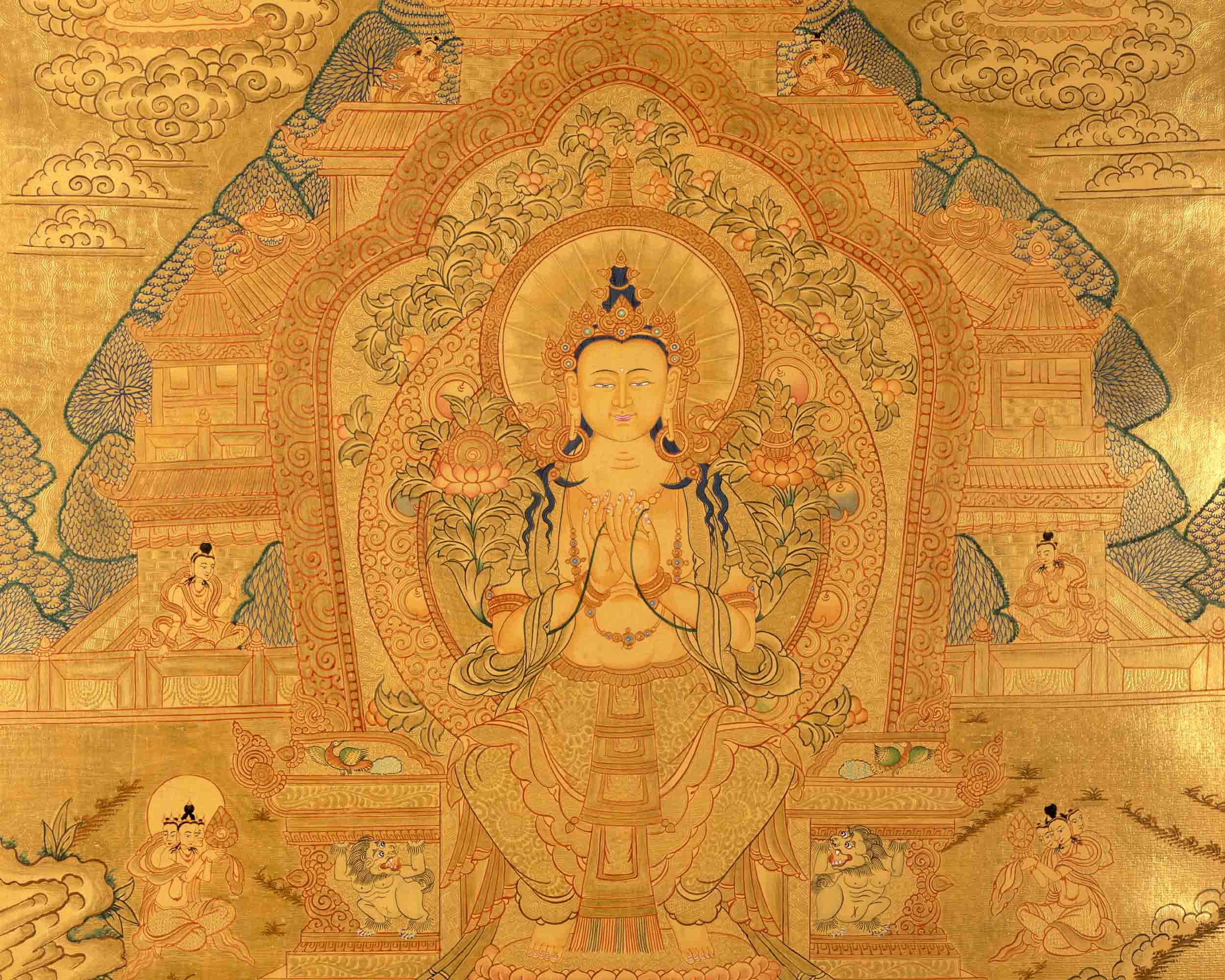 Maitreya Buddha Thangka | Religious Buddhist Painting