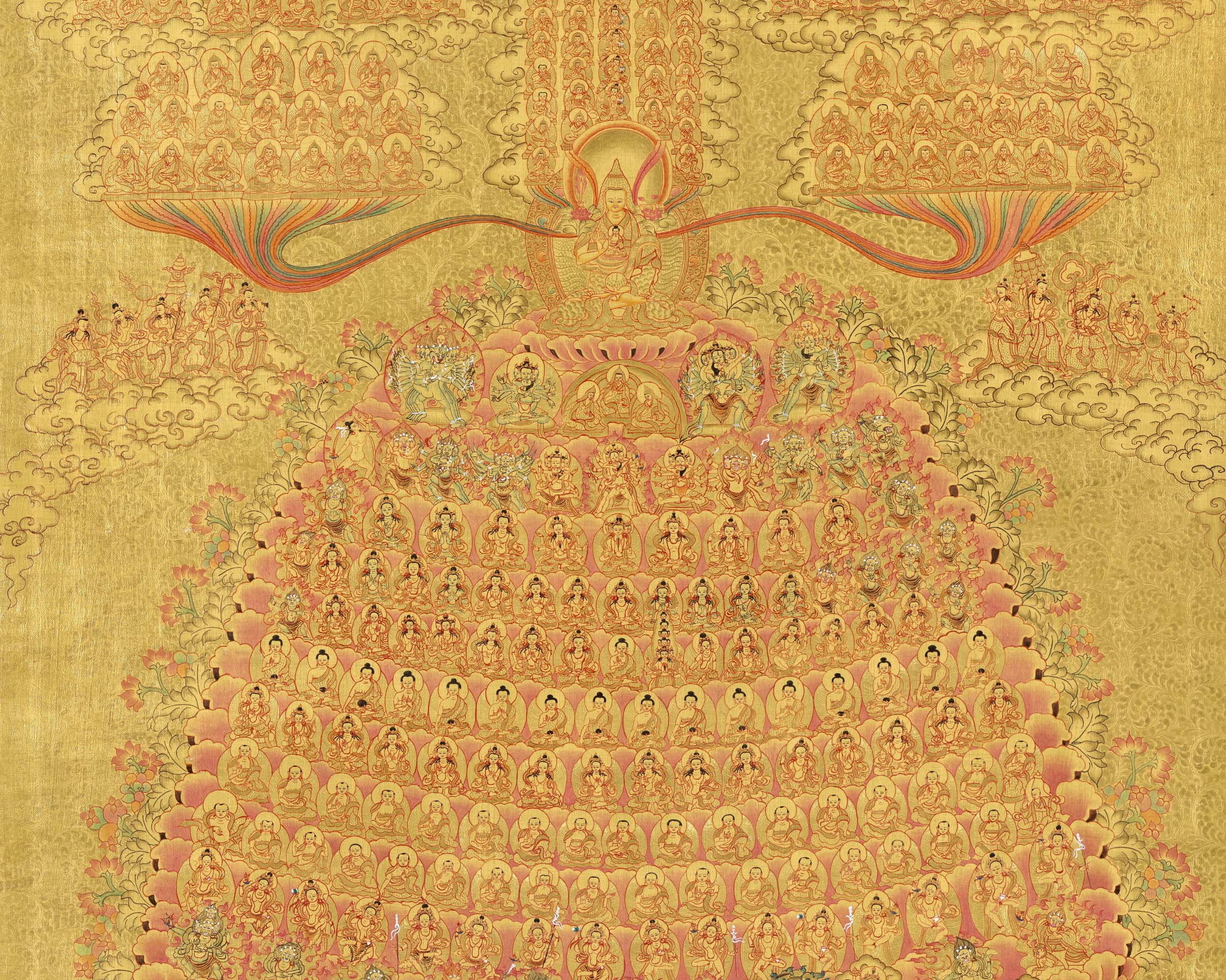 Refugee Tree Thangka | Golden Tsogksing Gelug Thangka