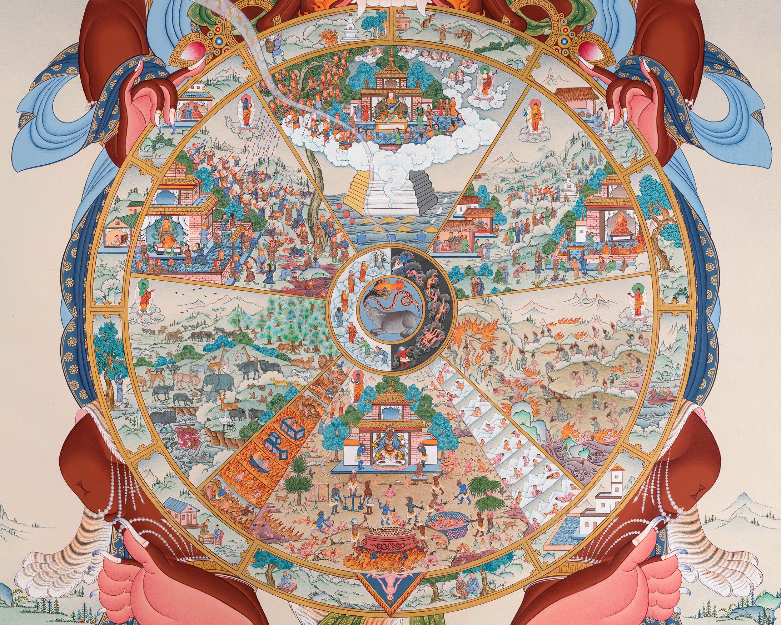 Wheel of Life Thangka Prints | Tibetan Buddhist Mandala Painting