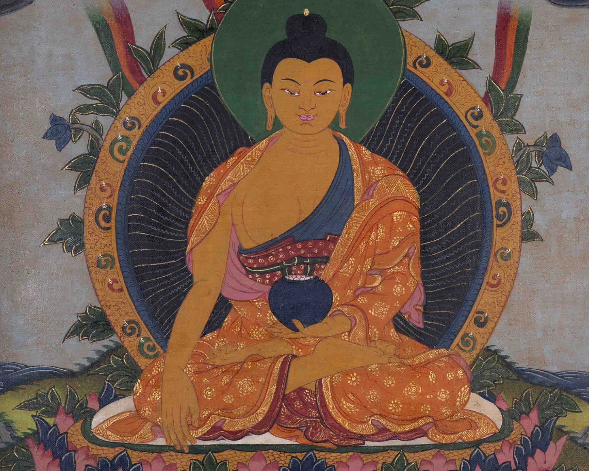 Vintage Shakyamuni Buddha Thangka | Mindfulness Meditation | Wall Decors