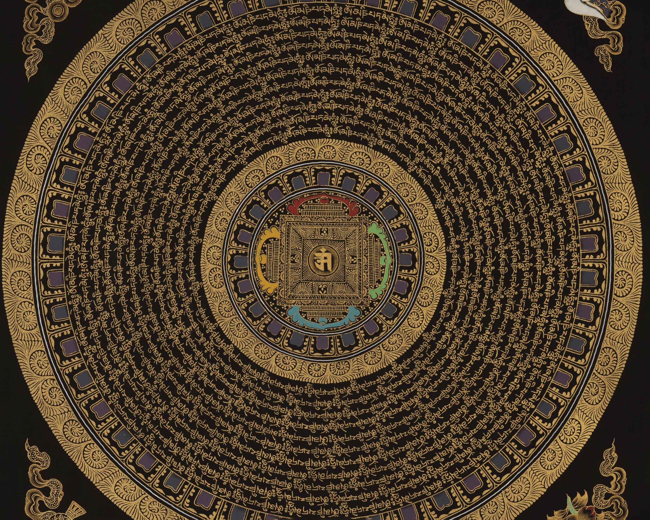 Om Mandala Thangka | Traditional Buddhist Art | Wall Decoration