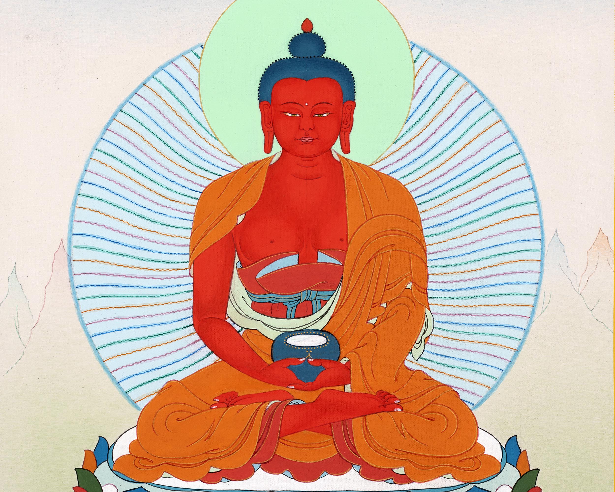 Buddha Amitabha Thangka | Tibetan Hand Painted Art