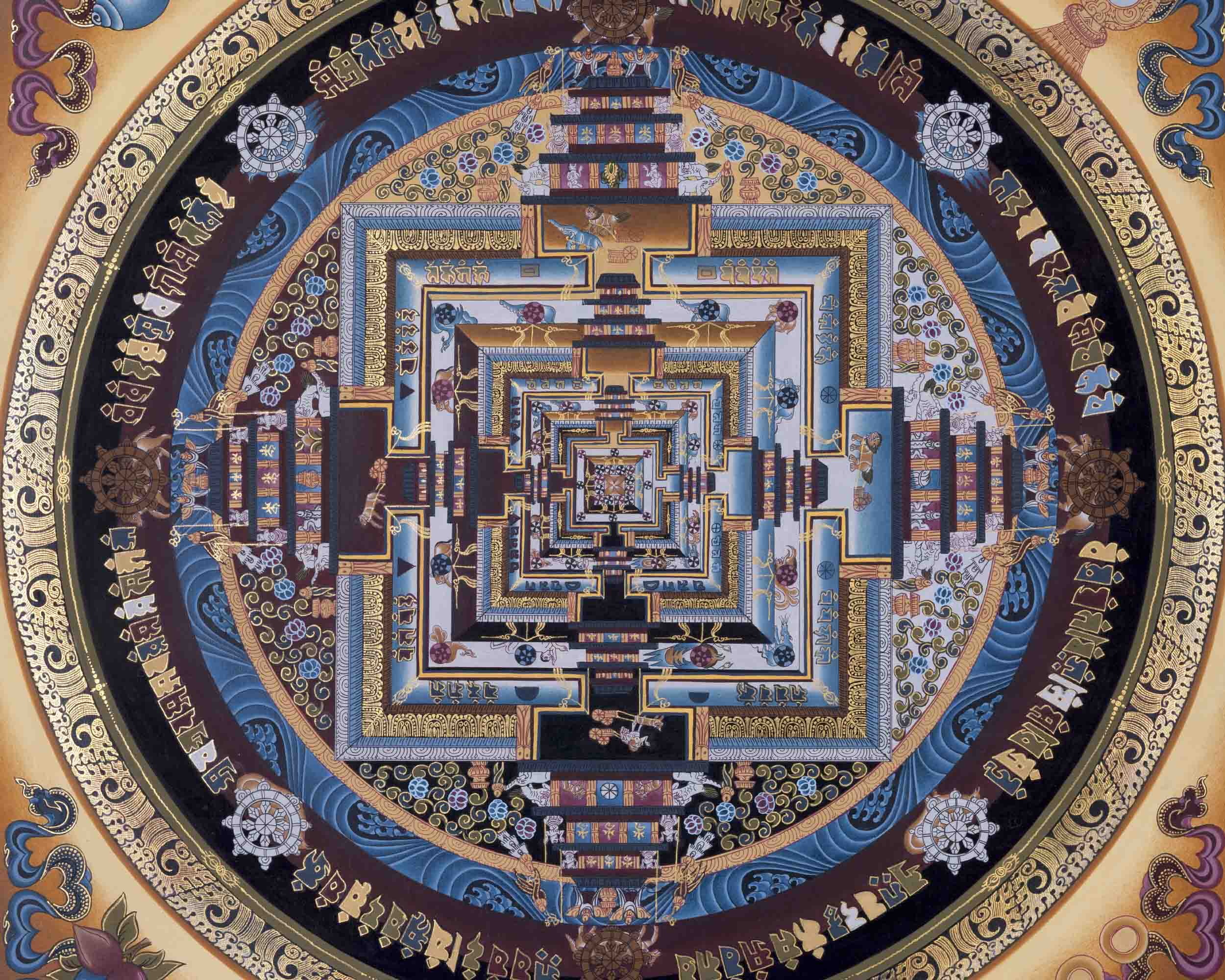 Handpainted Kalachakra Mandala | Traditoinal Tibetan Thangka | Wall Decors