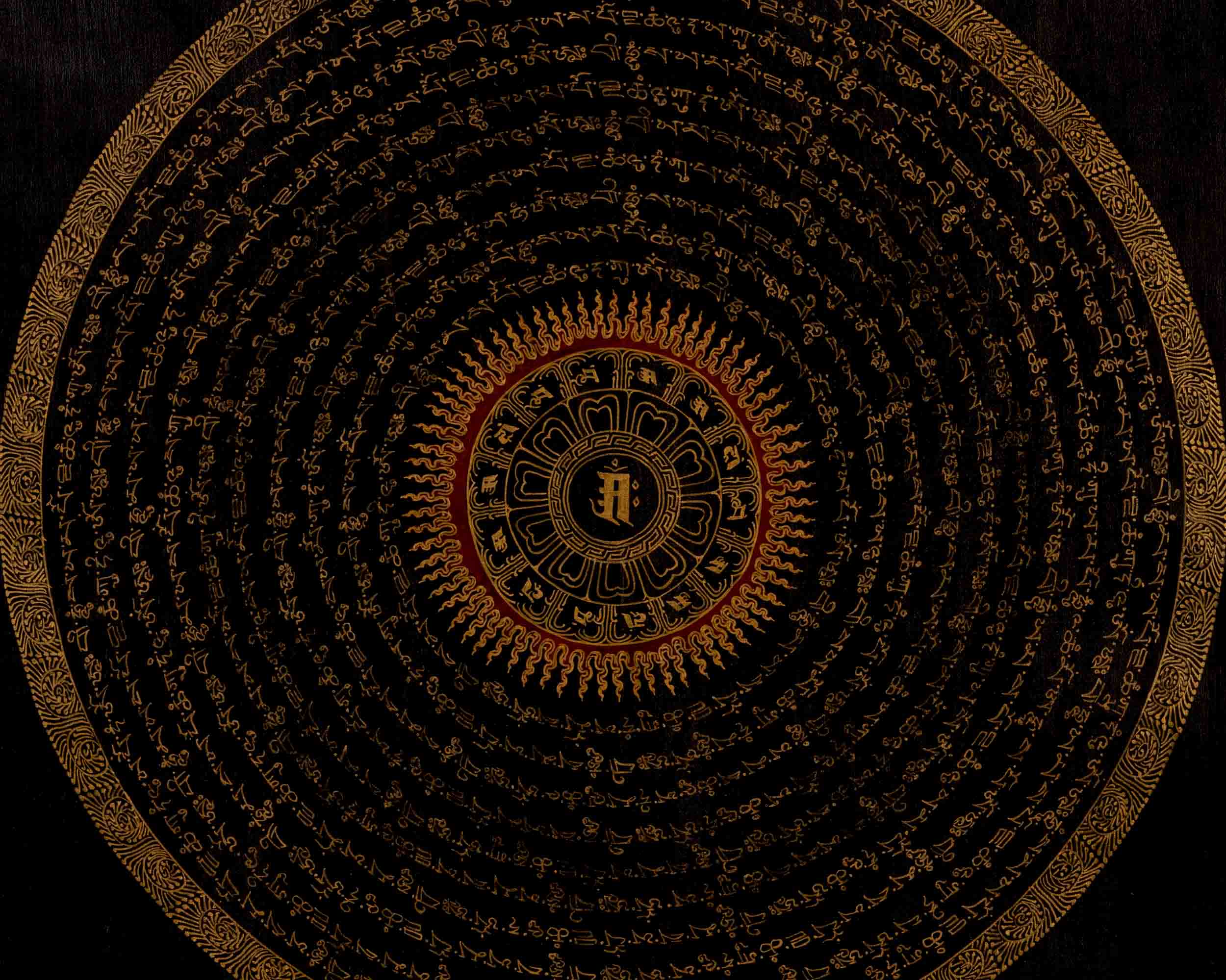 Om Mantra Mandala Thangka | Traditional Tibetan Art | Wall Decors