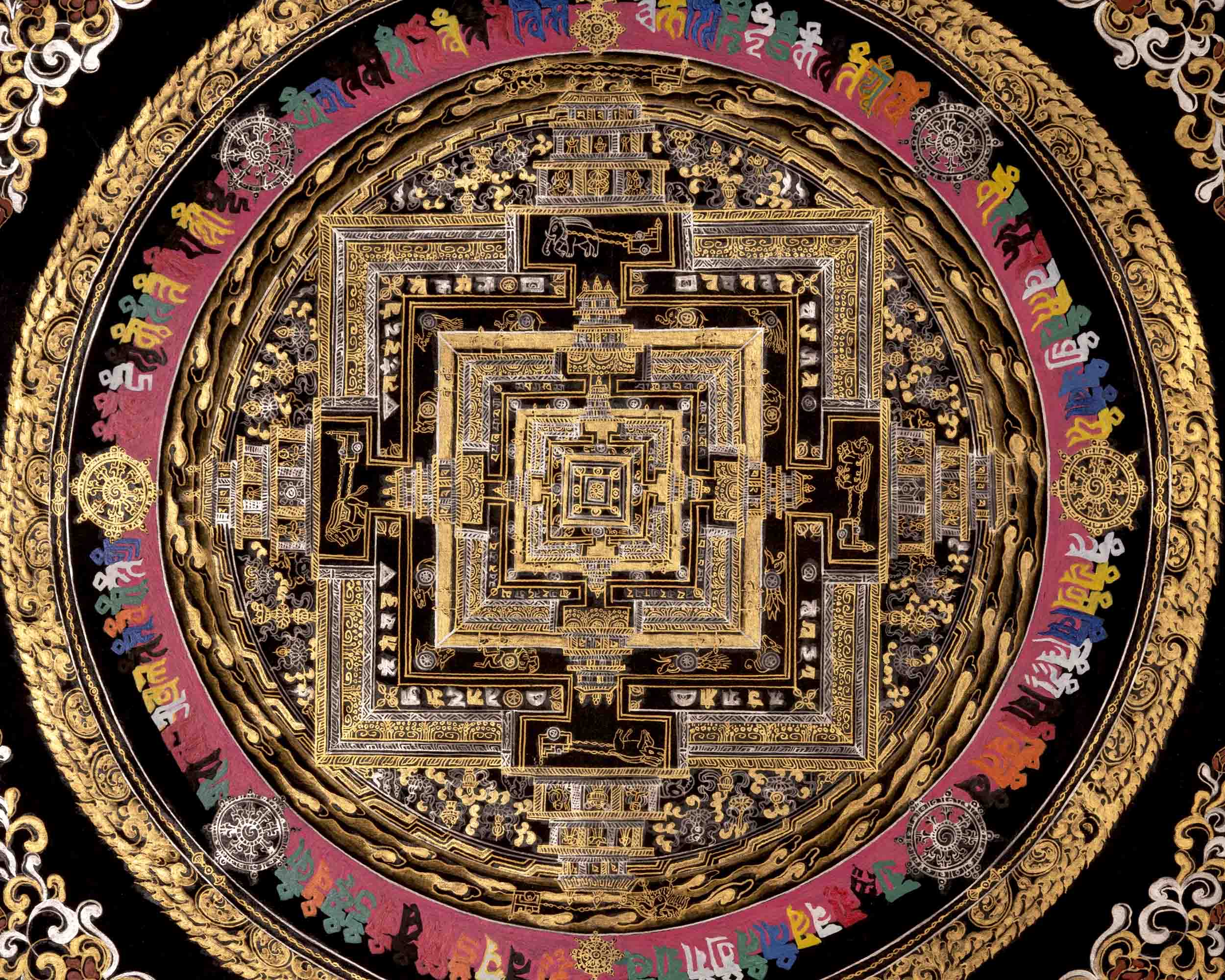 Kalachakra Mandala Thangka | Full 24K Gold Style Art | Religious Wall Decors
