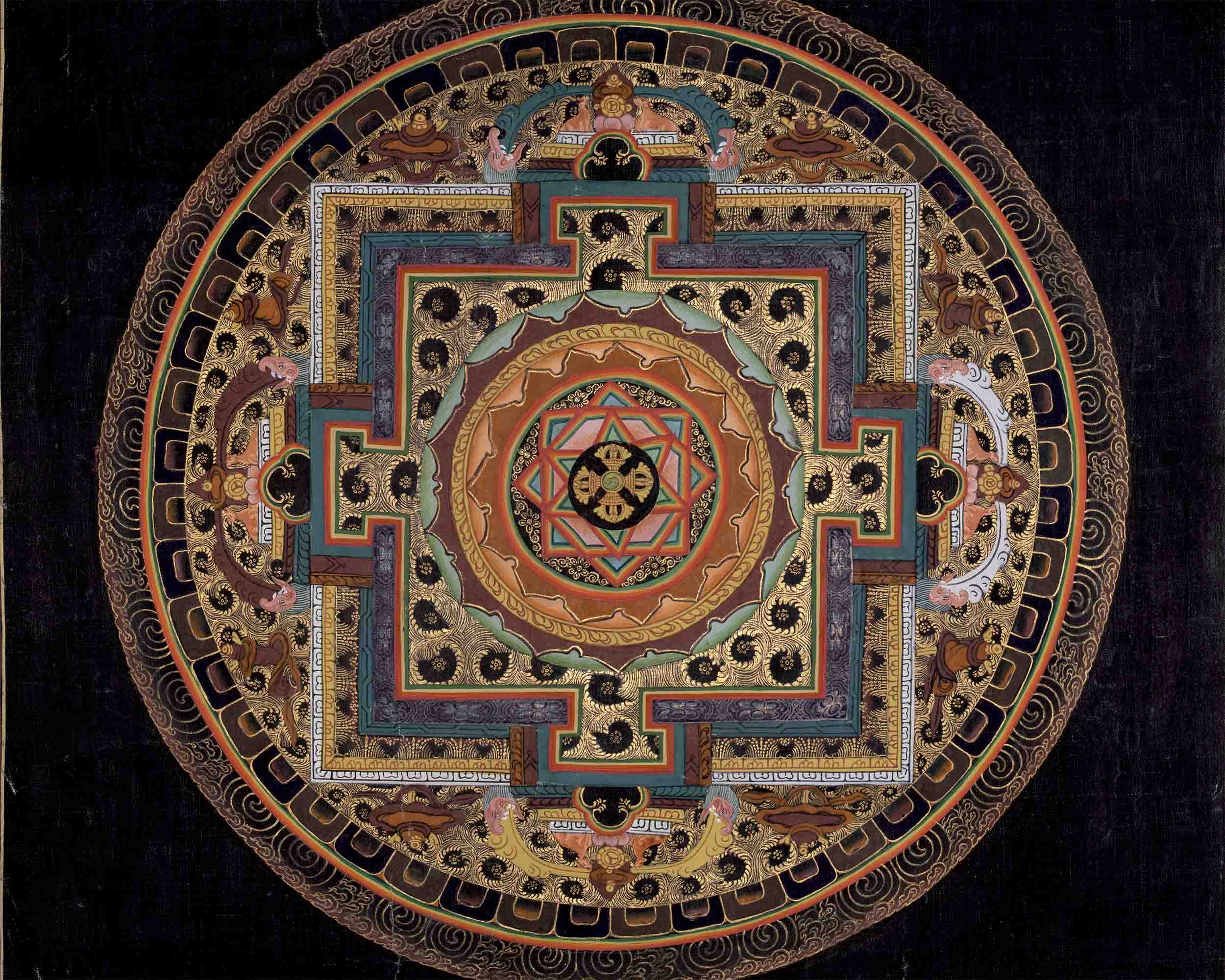 Hand Painted Double Dorje Mandala Thangka | Tibetan Buddhist Art Painting