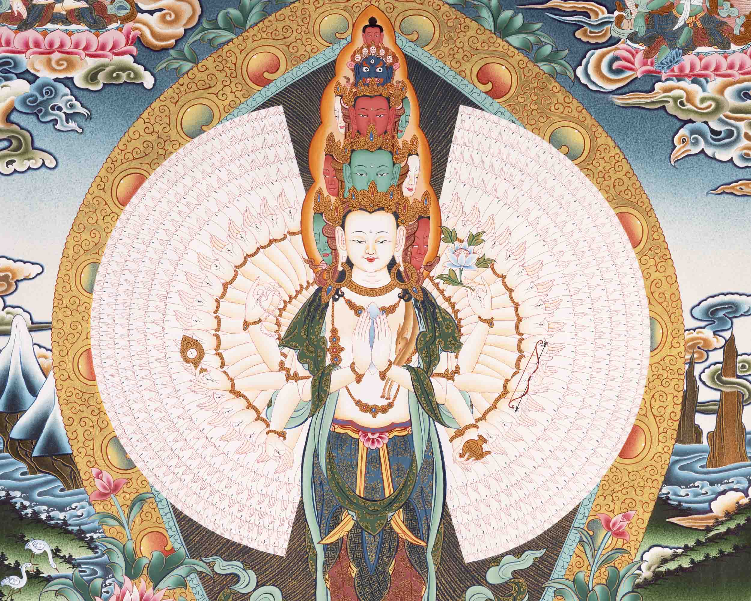 1000 Armed Avalokiteshvara Thangka | Religious Wall Decors