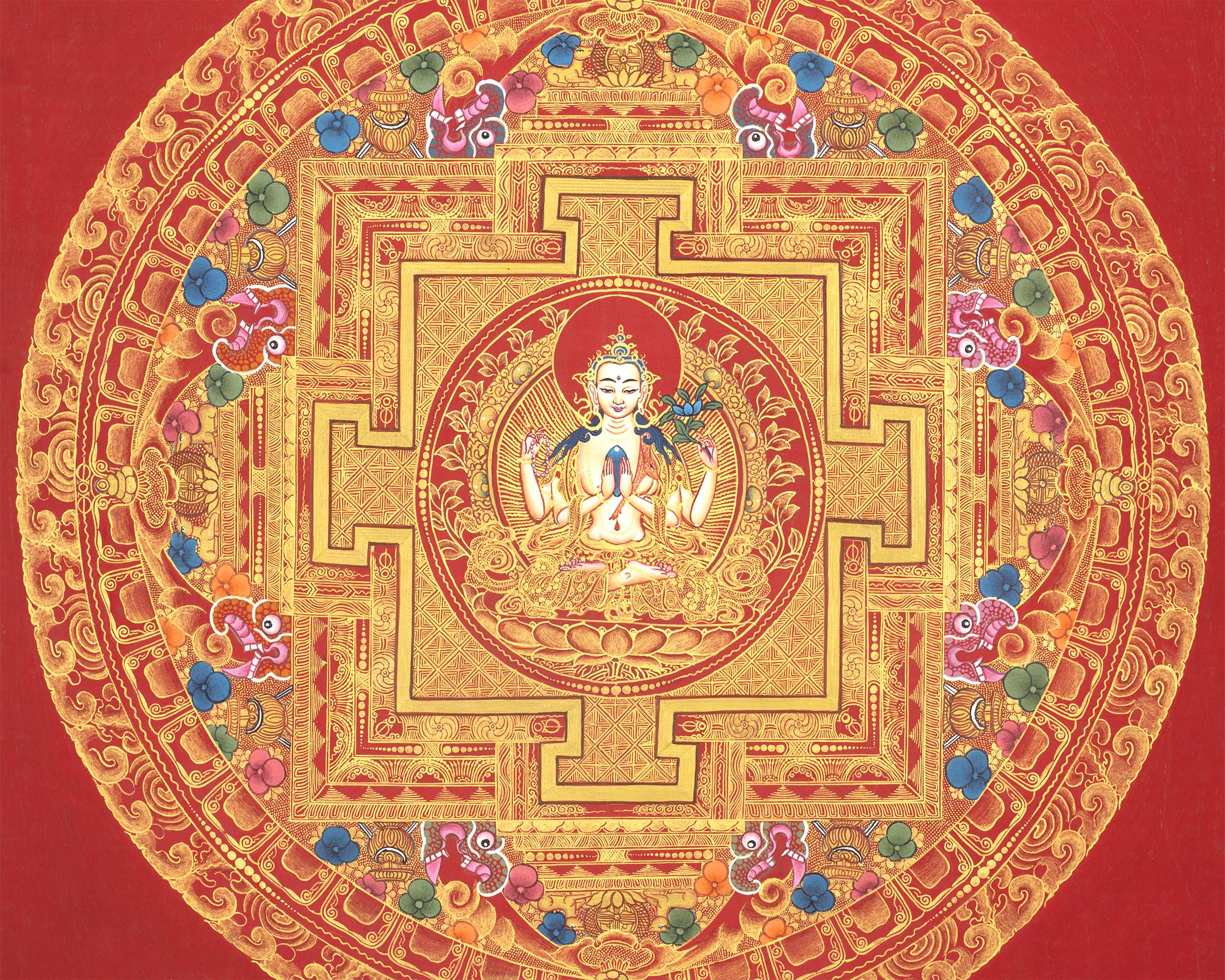 Chenresig Mandala | Traditional Tibetan Thangka | Wall Decors