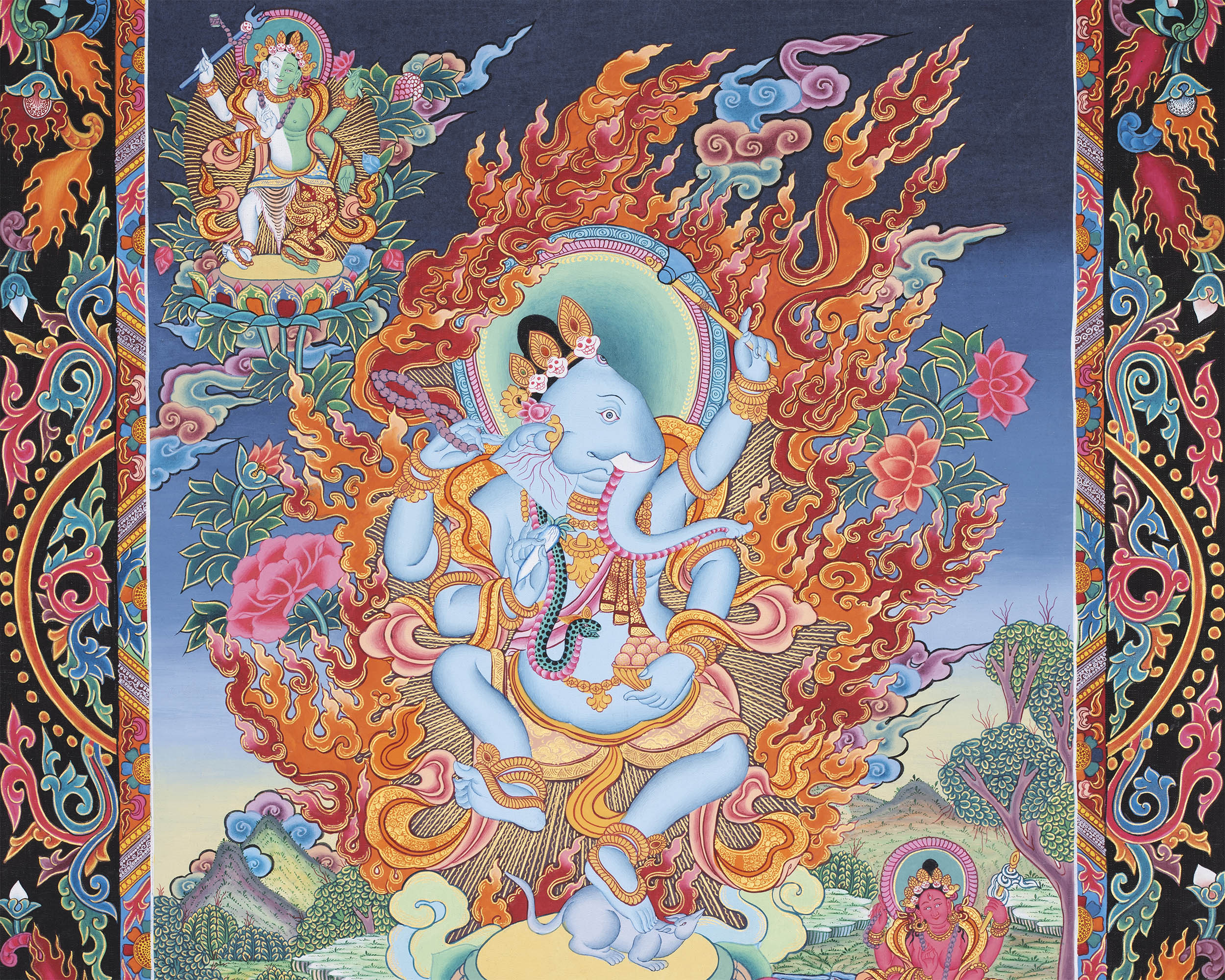 Handpainted Ganesh Thangka | Tibetan Religious Art