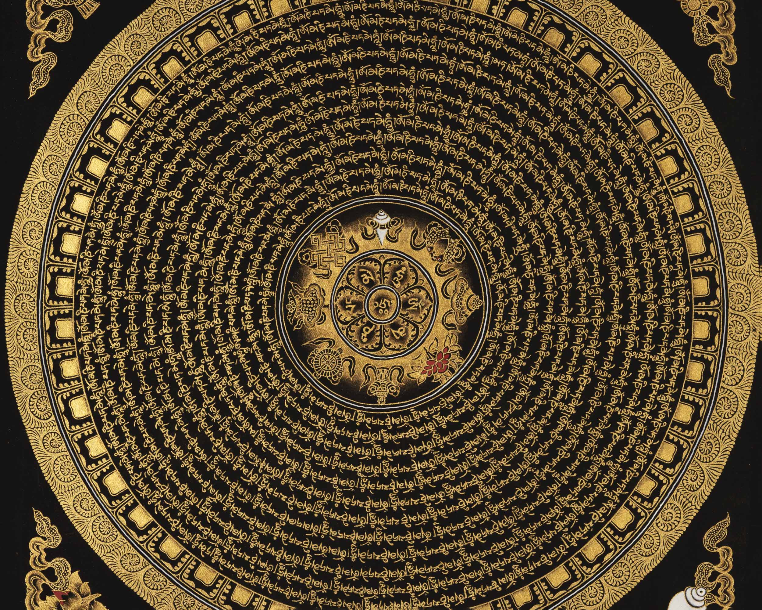 Auspicious Mantra Mandala | Traditional Thangka | Wall Decoration