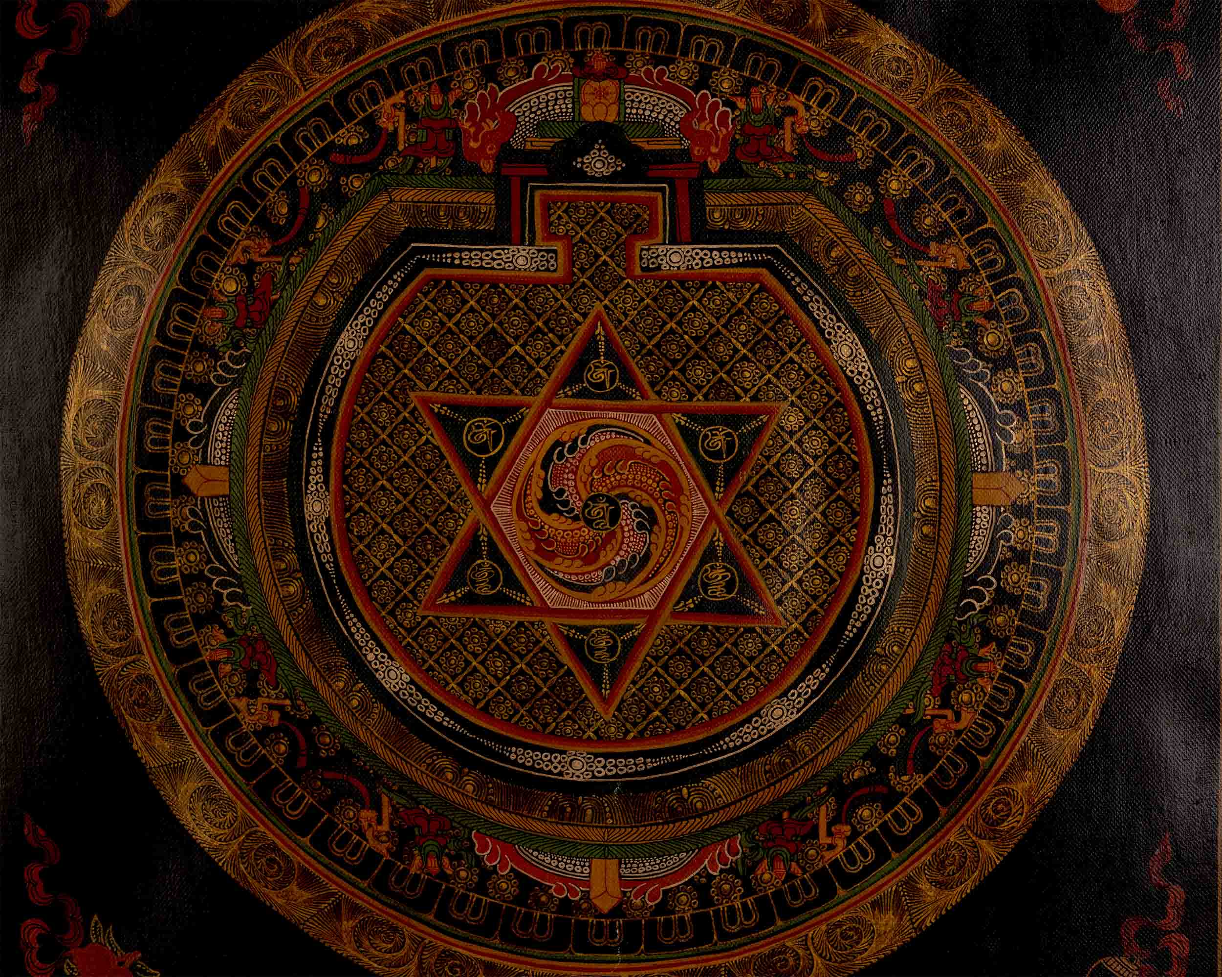 Oil Varnished Star Mandala Tibetan Thangka | Mandala Art