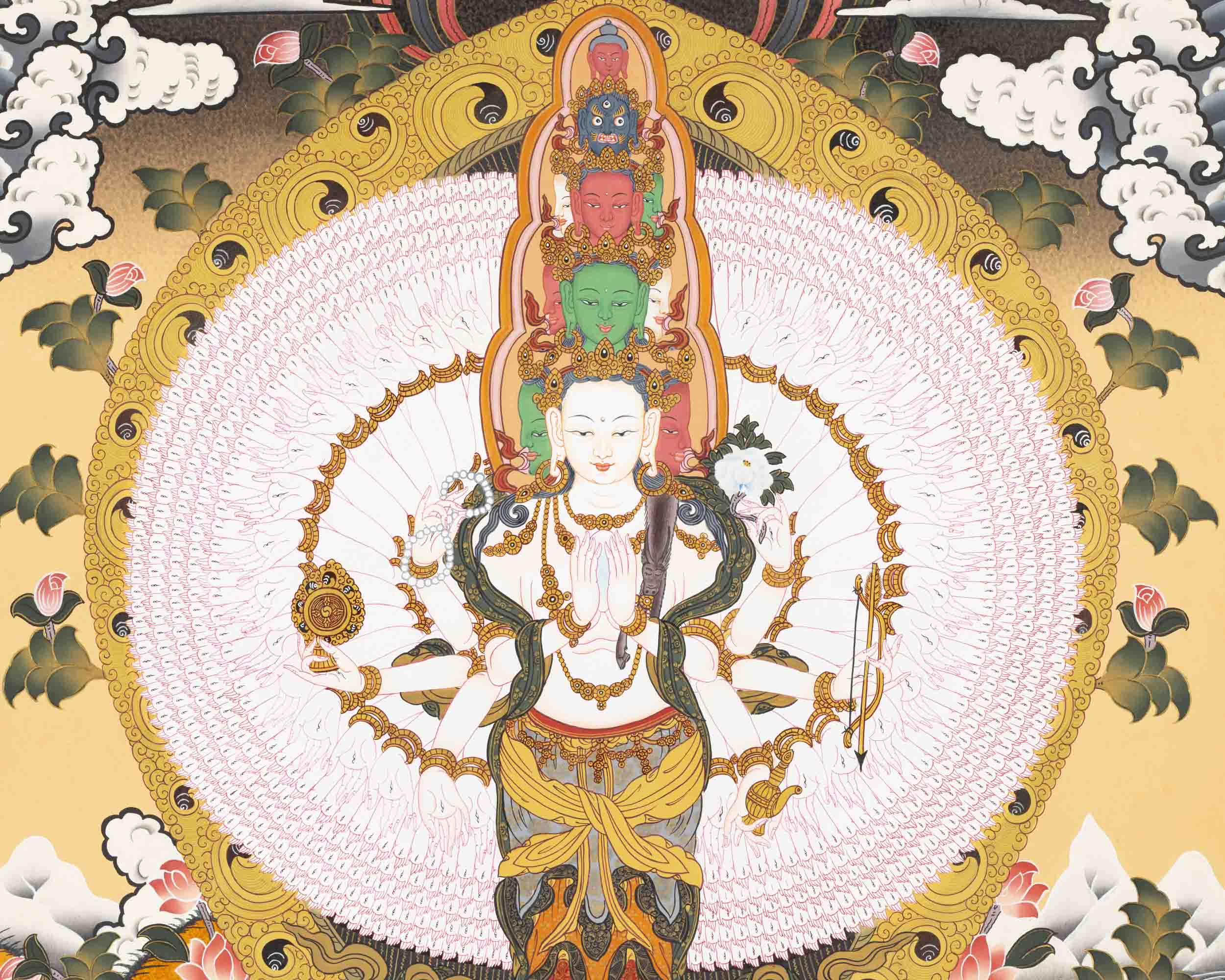 1000 Armed Avalokiteshvara | Wall Decors | Traditional Tibetan Thangka