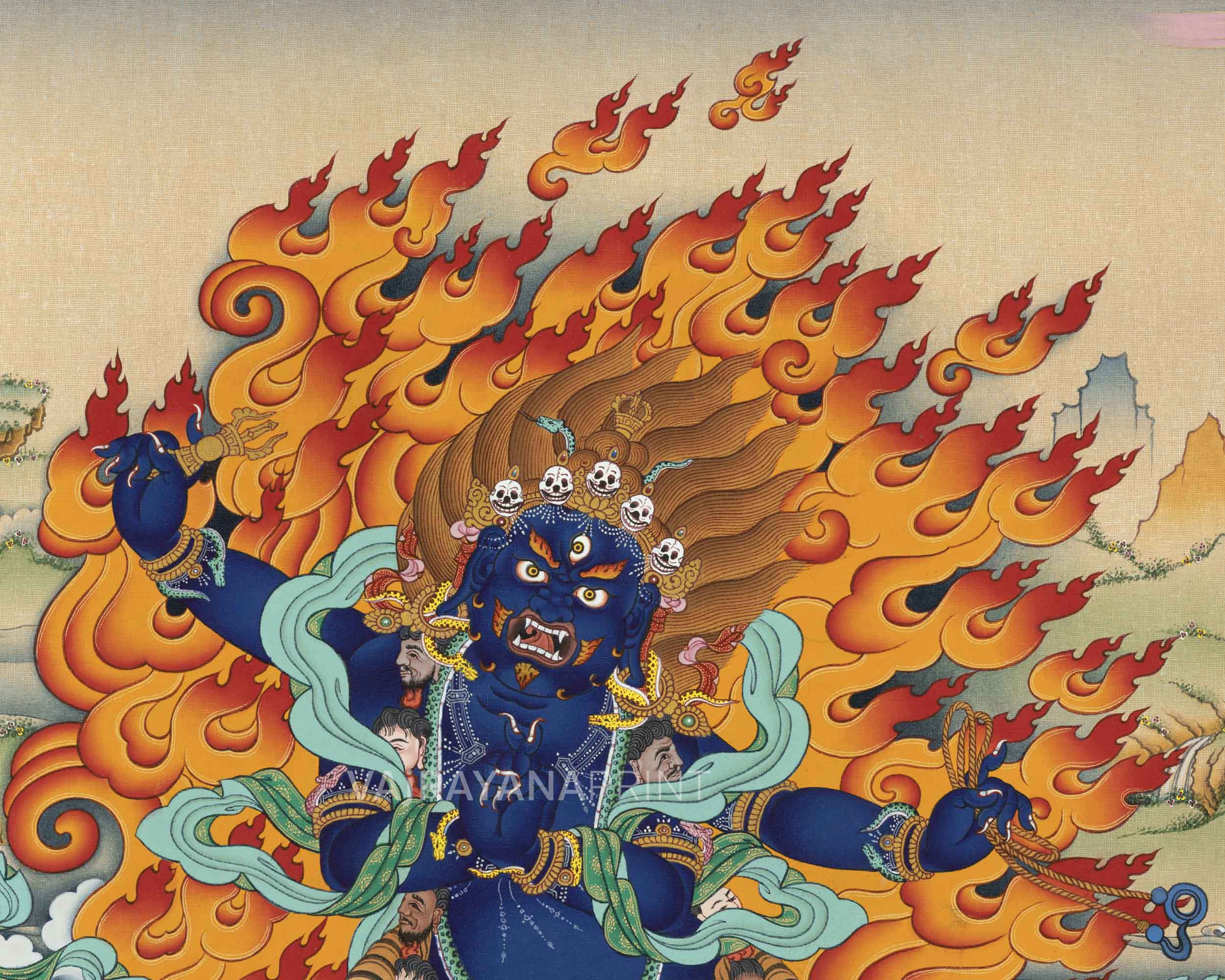Vajrapani Buddha Thangka Print For Mindfulness | Giclee Print As Living Room Decor
