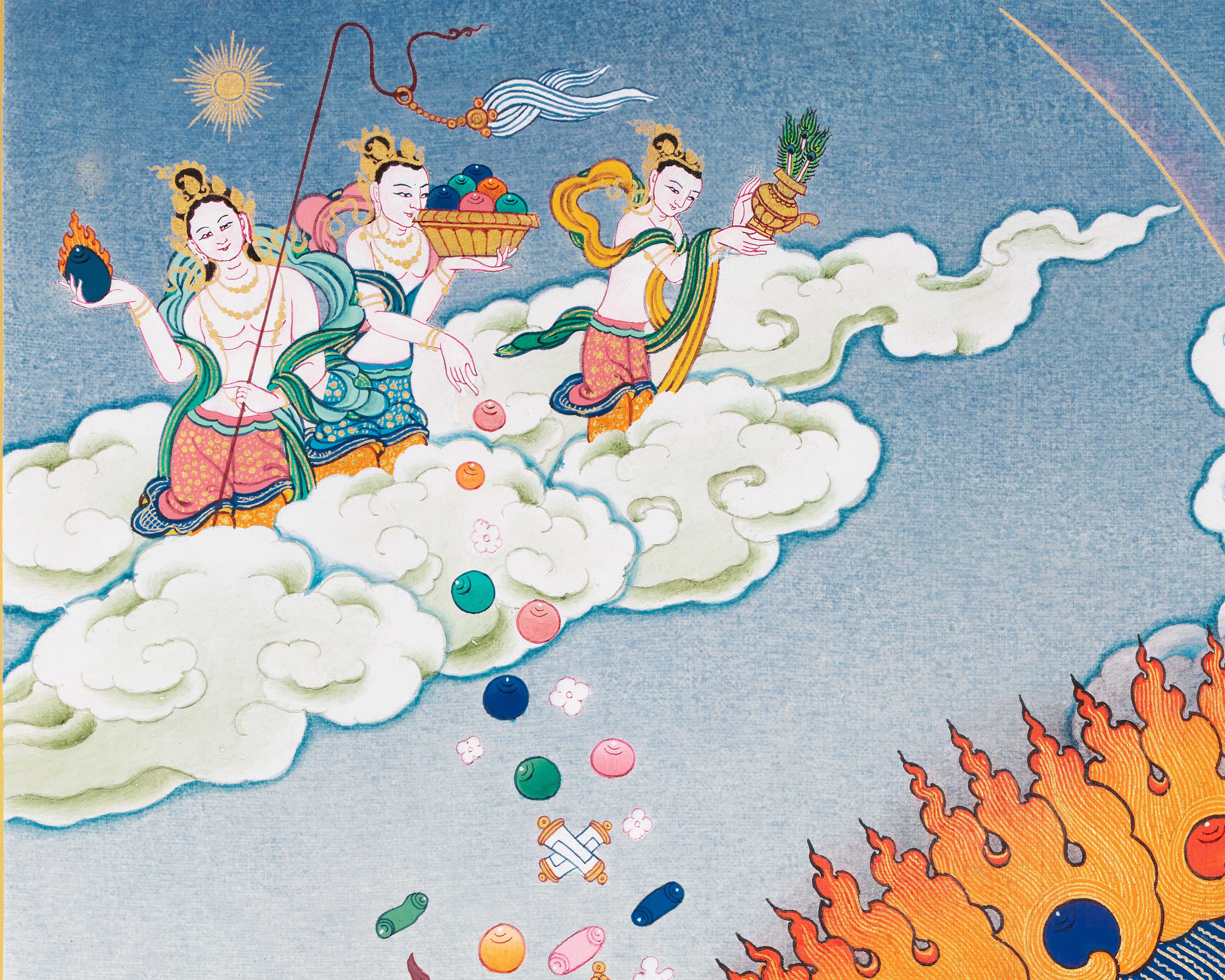 White Mahakala Thangka, High Quality Giclee Canvas Print, Digital Print