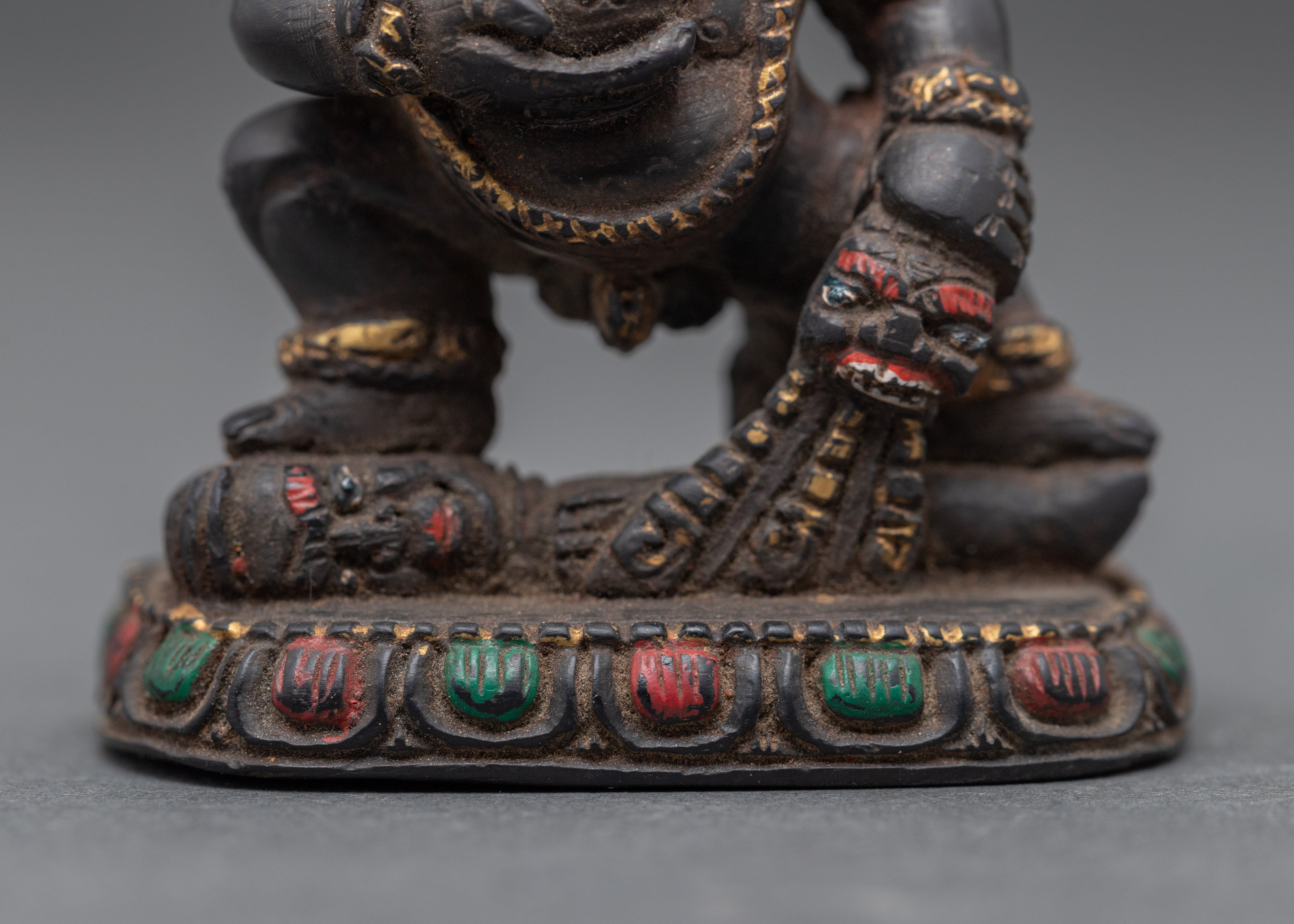 Vintage Black Dzambhala Statue | Wrathful Deity