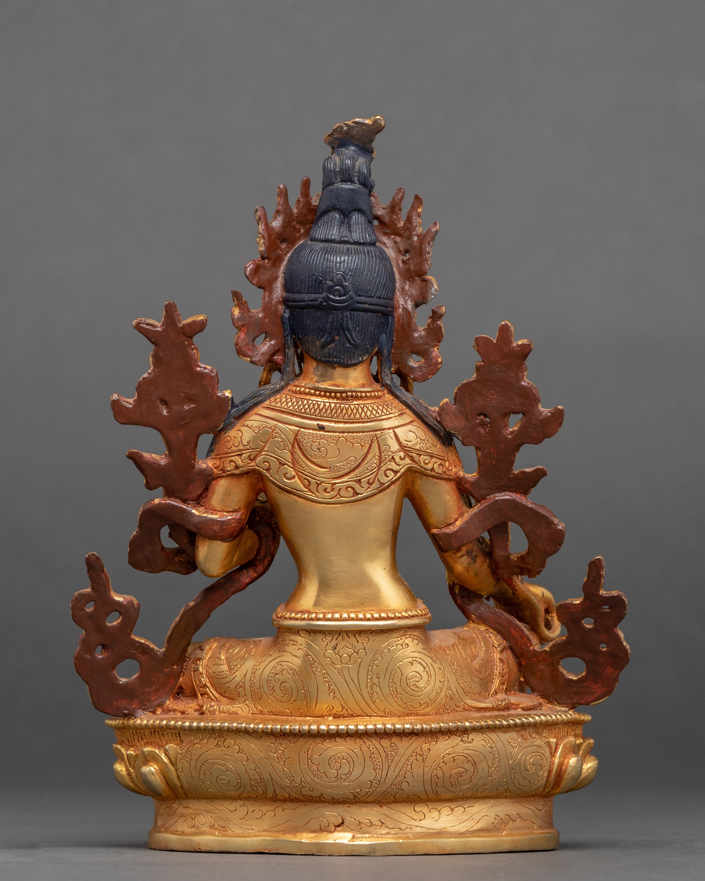 Green Tara Crystal Statue | Handcarved Religious Art | Traditional Decor