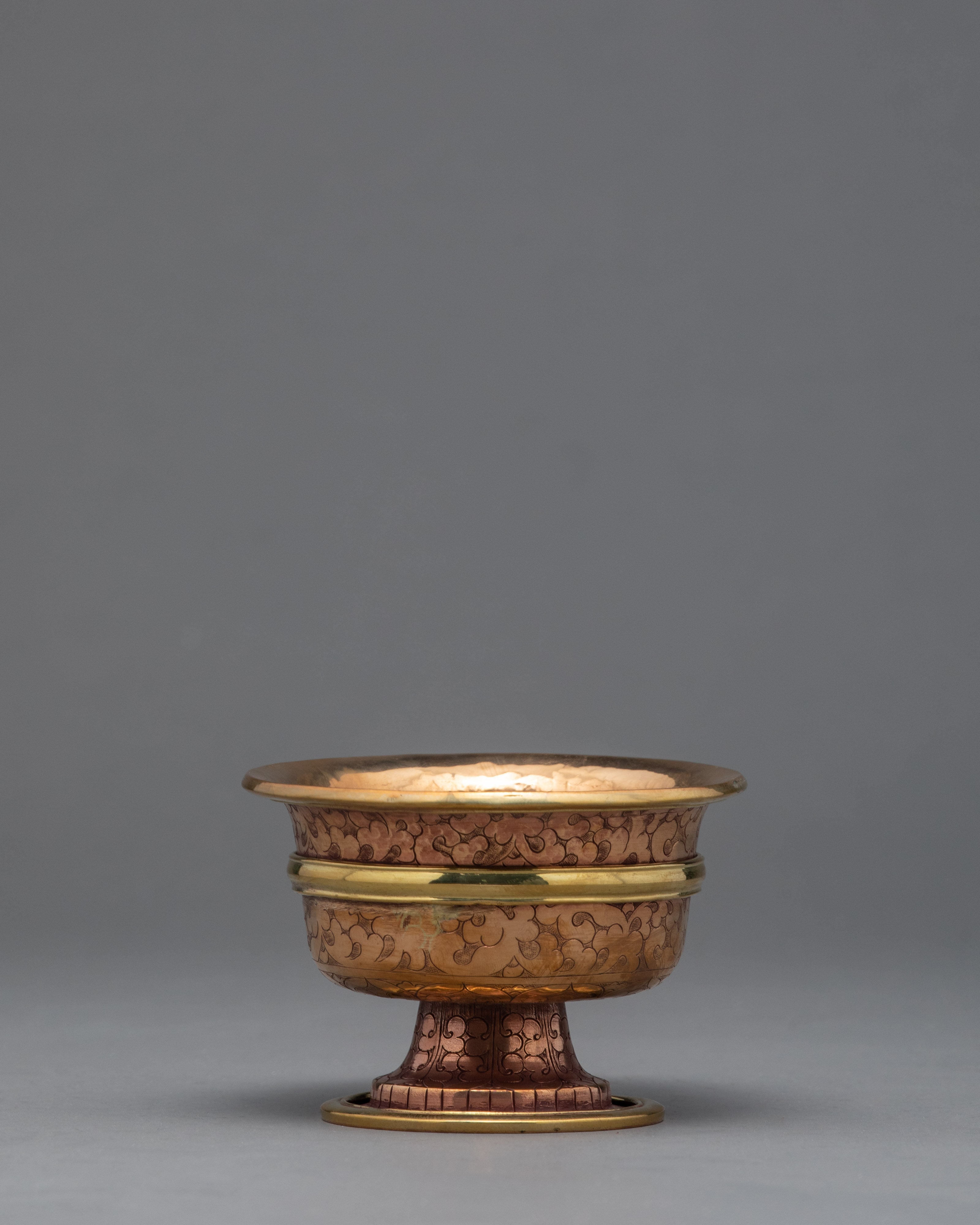 High Quality Brass Water Offering Bowls | Handcarved Tibetan Yonchap